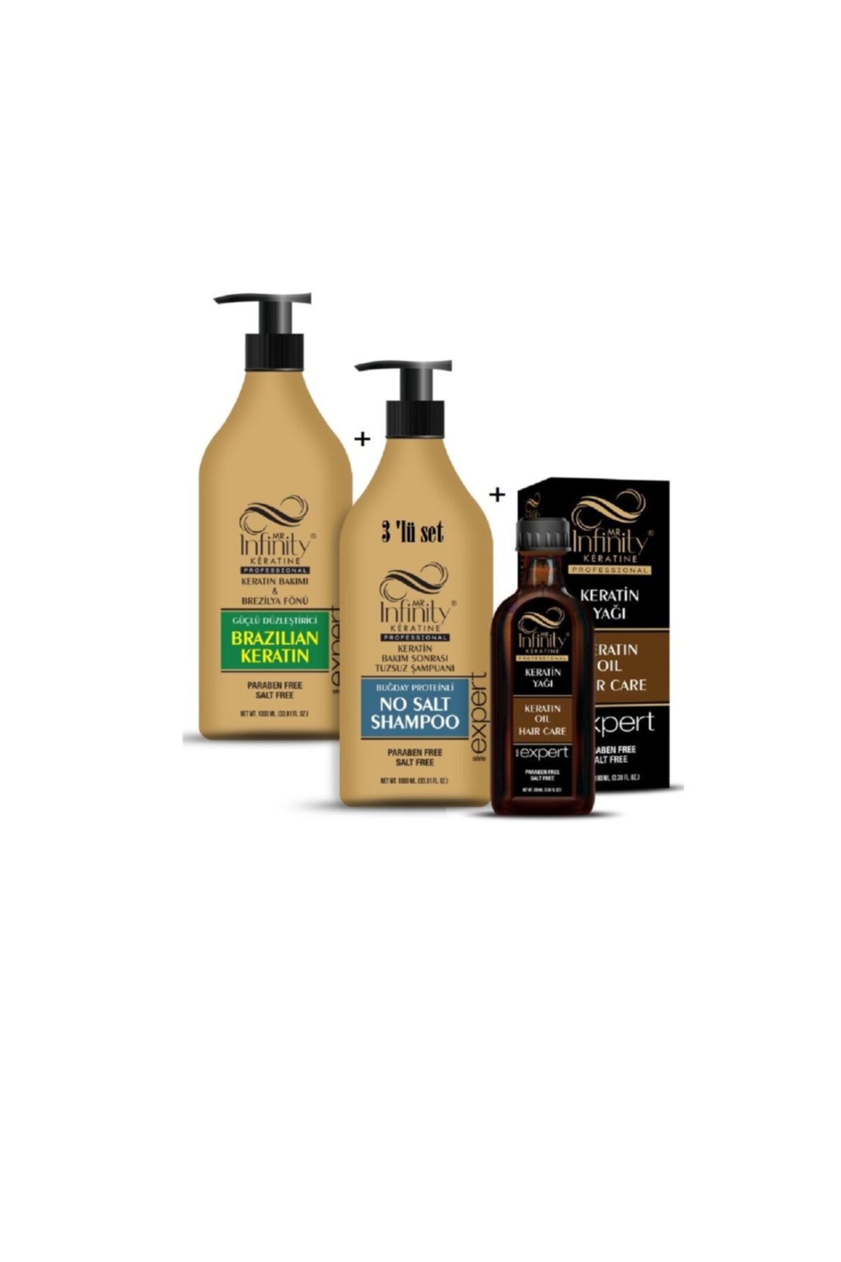 mr infinity Infinity Professional Saç Düzleştirici Keratin Bakımı + Tuzsuz Şampuan + Keratin Yağı