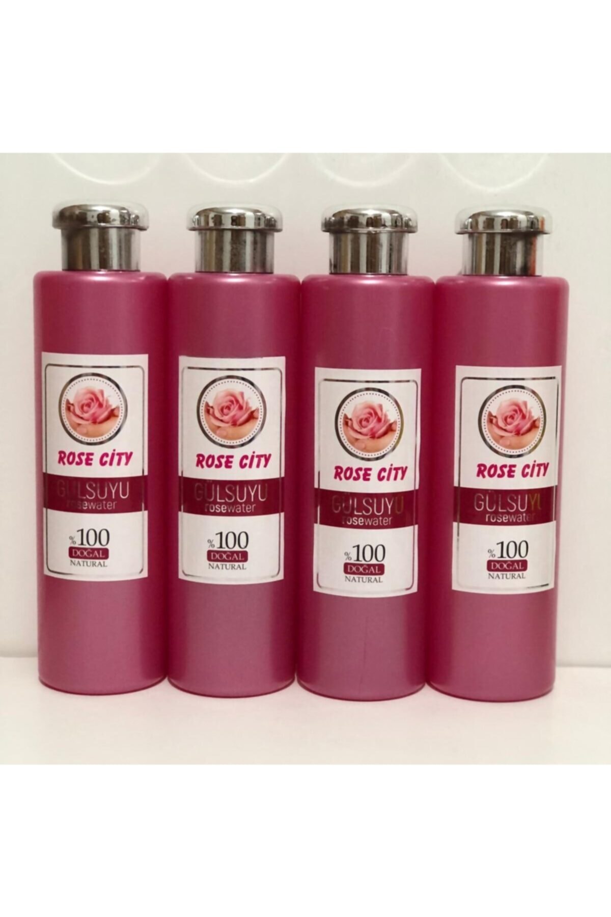 rosecity Doğal Gülsuyu Gri Kapak 380 Ml 4 Adet