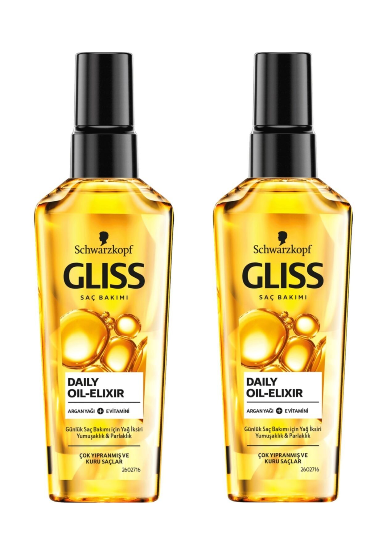 Gliss Ultimate Oil Elixir Besleyici Yağ Iksiri - Aminoasit Ve Argan Yağı Ile 75 ml X 2 Adet