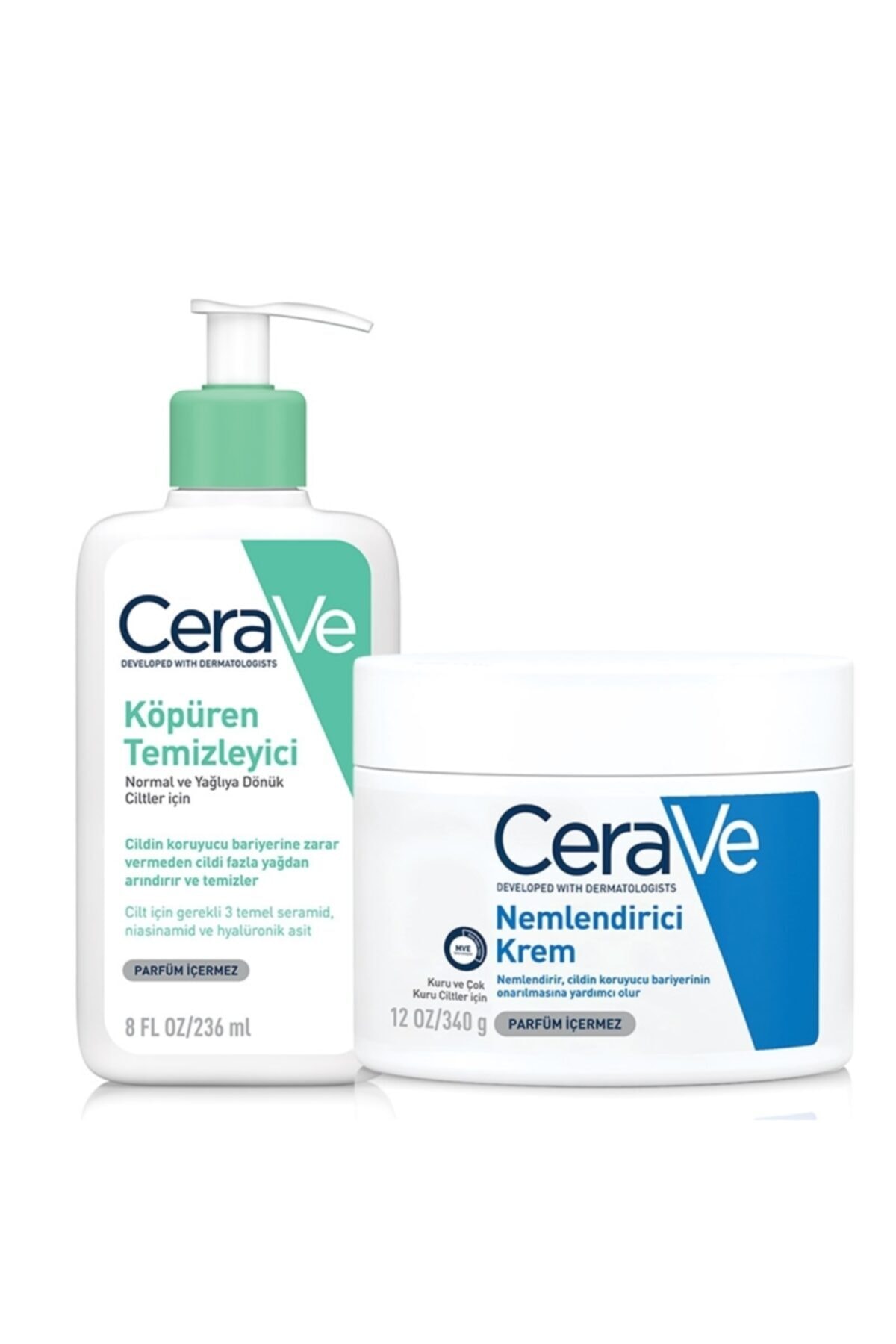 CeraVe Yüz Ve Vücut Bakım Seti ( Köpüren Temizleyici 236 Ml + Nemlendirici Krem 340 Gr )