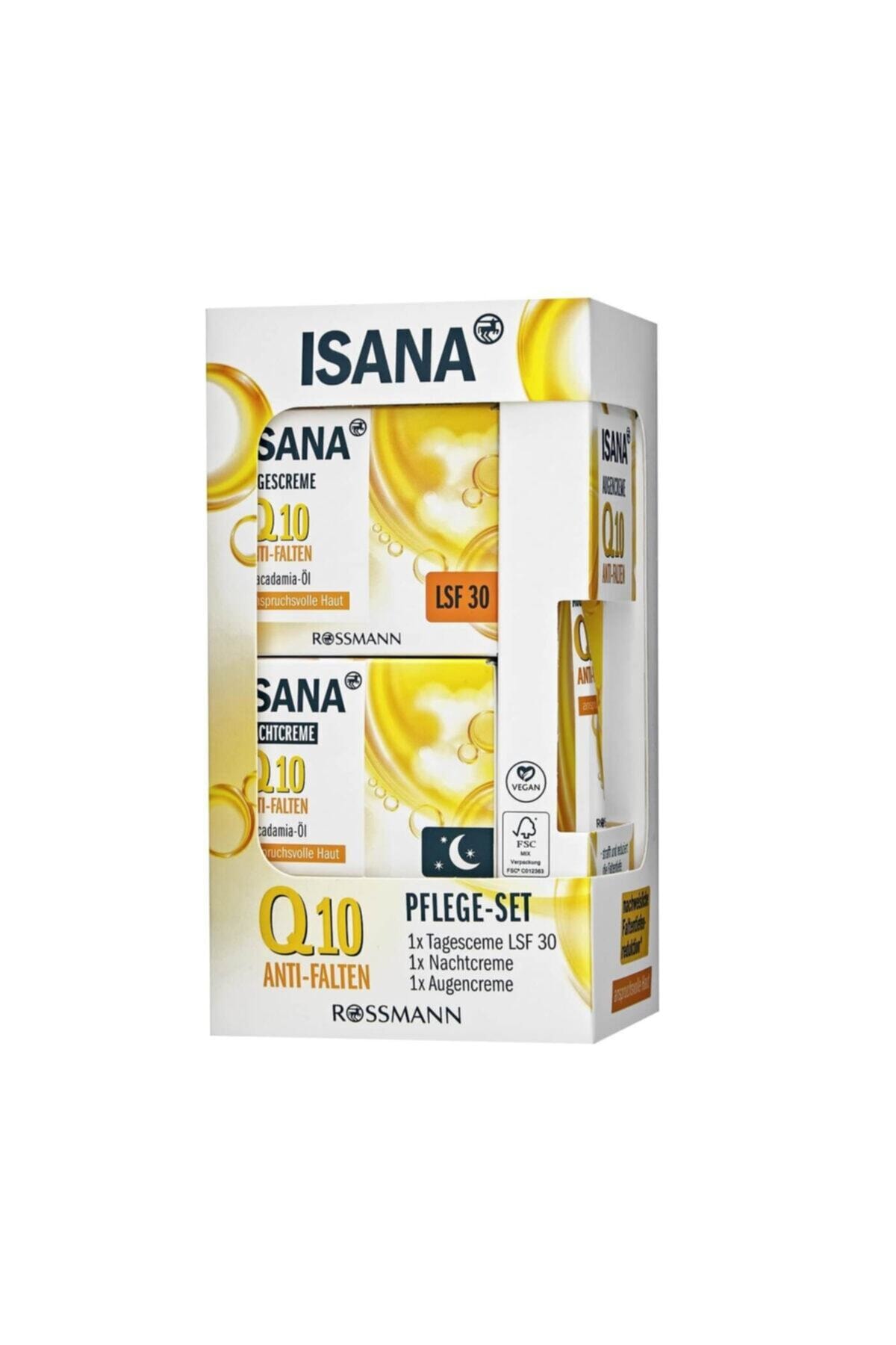 ISANA Q10 Bakım Seti Kırışıklık Önleyici, Gündüz-gece-göz Kremi 115 Ml