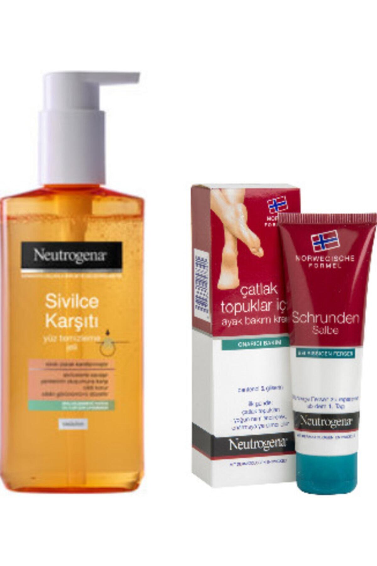 Neutrogena Sivilce Karşıtı Yüz Temizleme Jeli 200ml Ve Çatlak Topuklar Için Ayak Bakım Kremi 50 Ml
