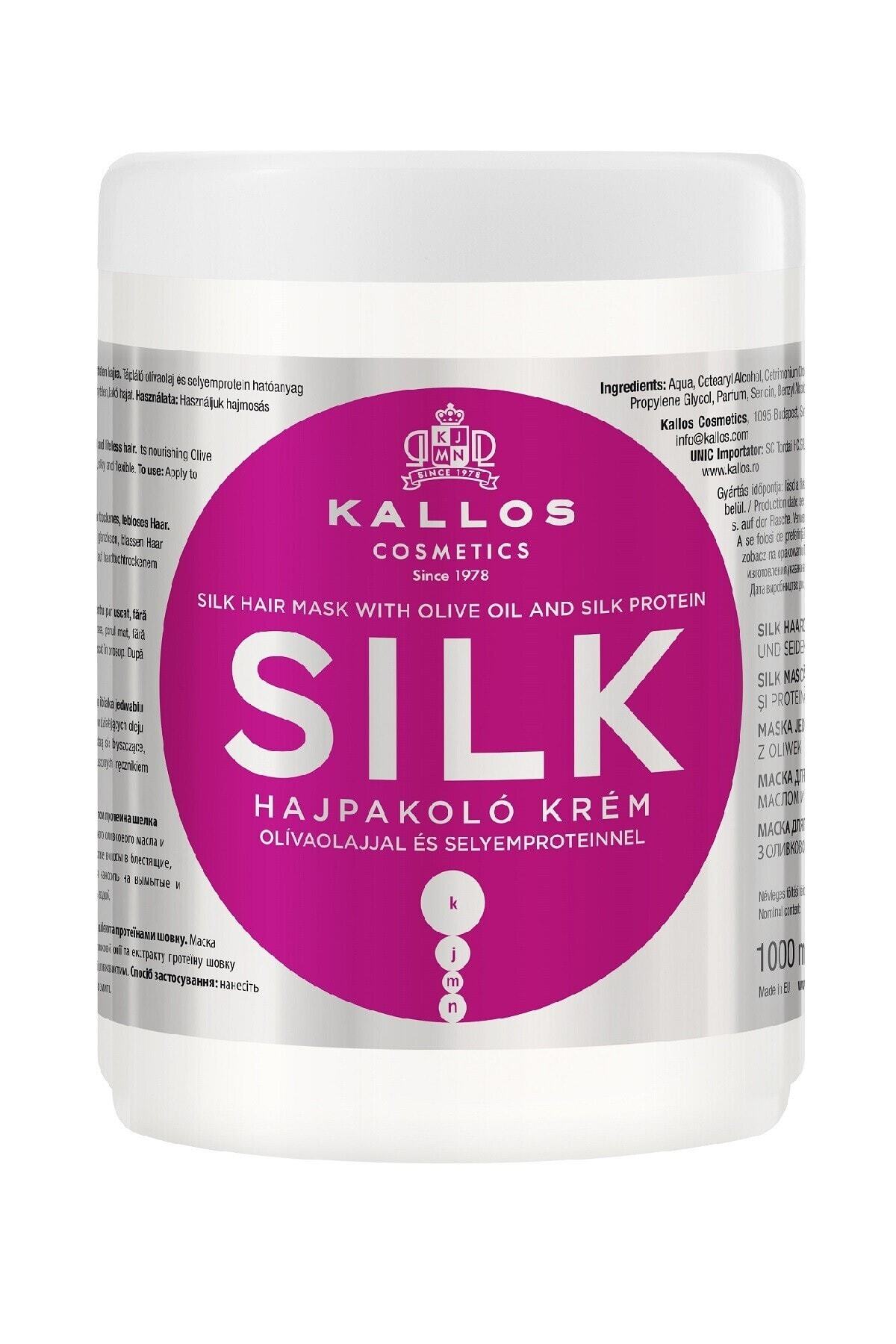 Kallos Cosmetics Silk Hair Mask 1000ml Kuru Mat Ve Cansız Saçlar Için Zeytinyağlı Ve Ipek Proteinli Saç Bakım Maskesi