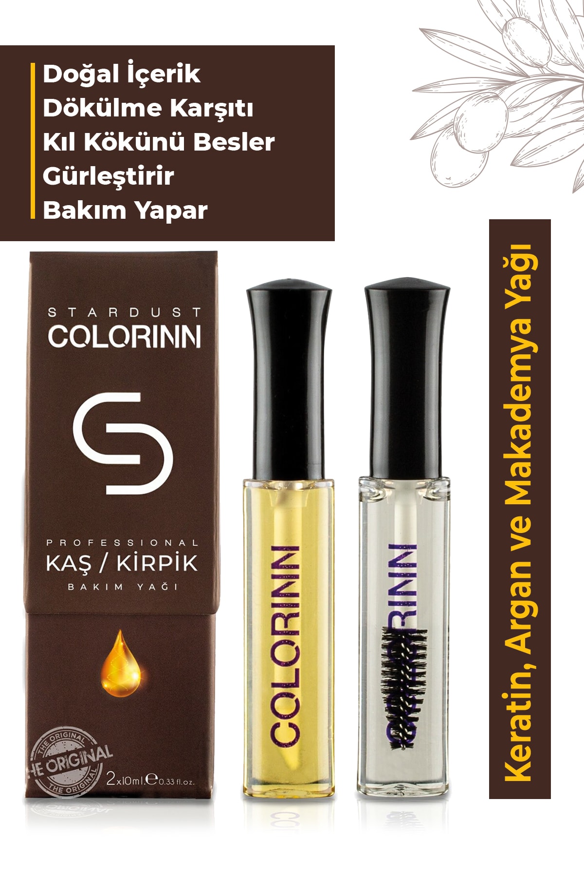 Colorinn Kaş Kirpik Bakım Yağı 10 ml + 10 ml - Argan Yağlı & Doğal E Vitaminli