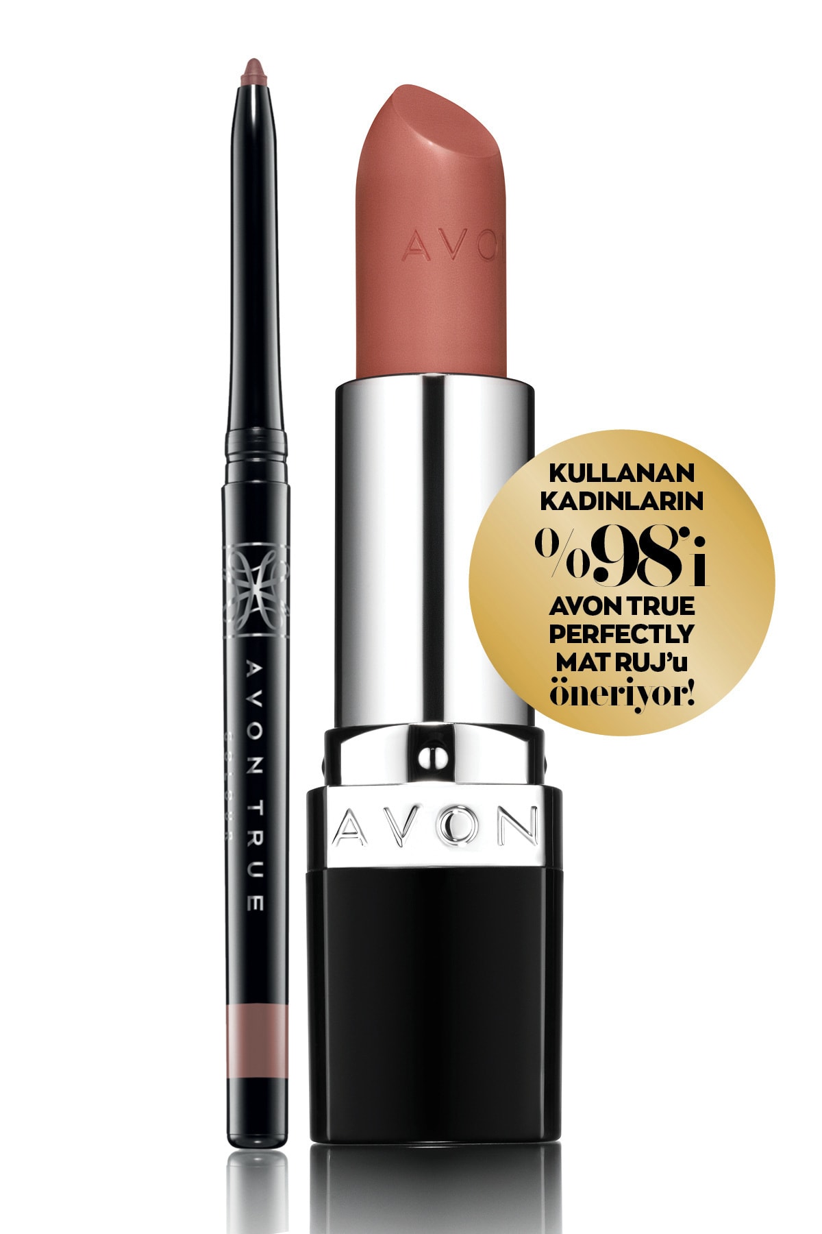 AVON True Perfectly Mat Ruj - Marvelous Mocha + Dudak Kalemi - Simply Spice Seti