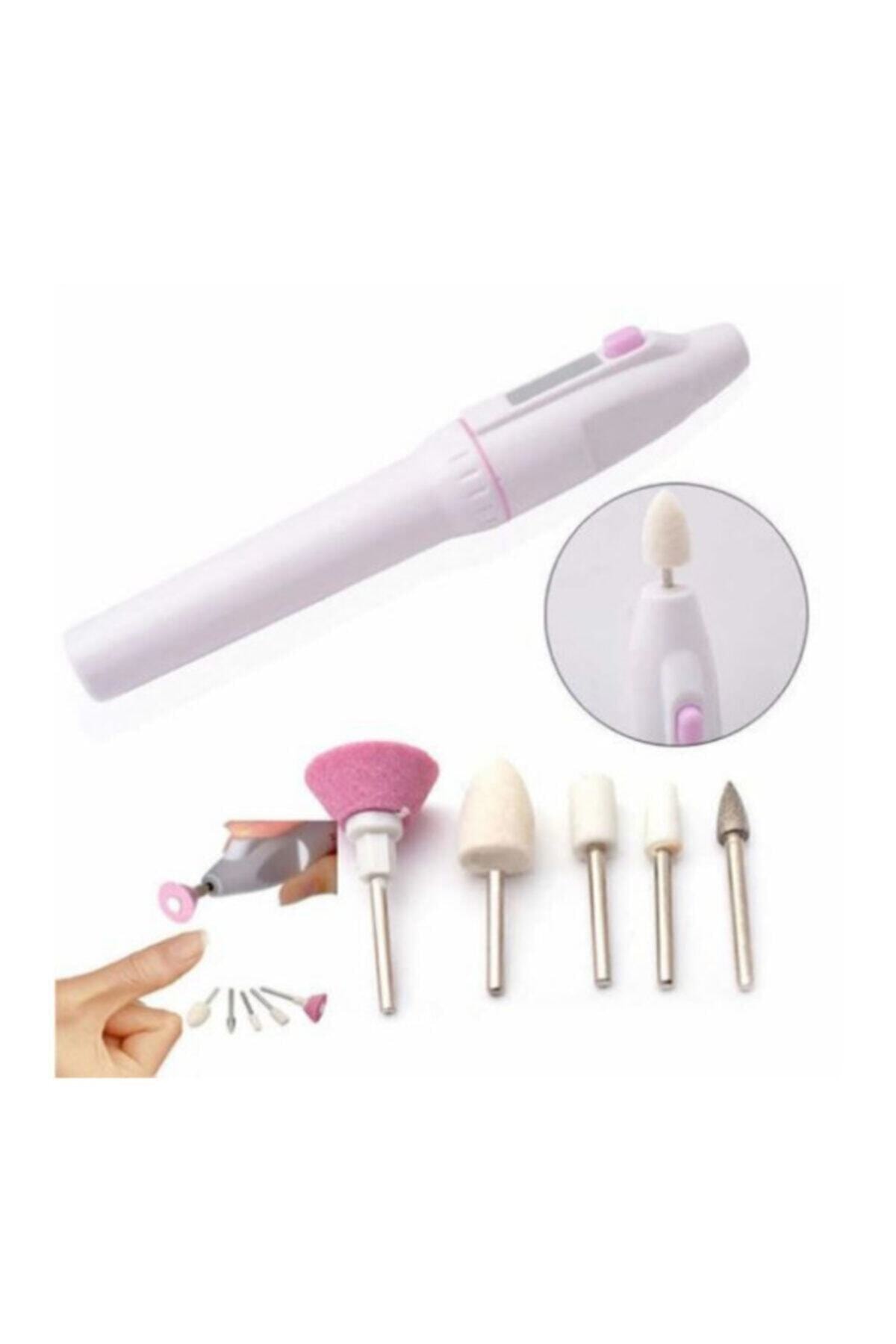 Roesıe Rose 5 Başlıklı Pilli Tırnak Manikür Pedikür Törpü Bakım Makinesi Protez Tırnak Nasır Cihaz Pilli 7564