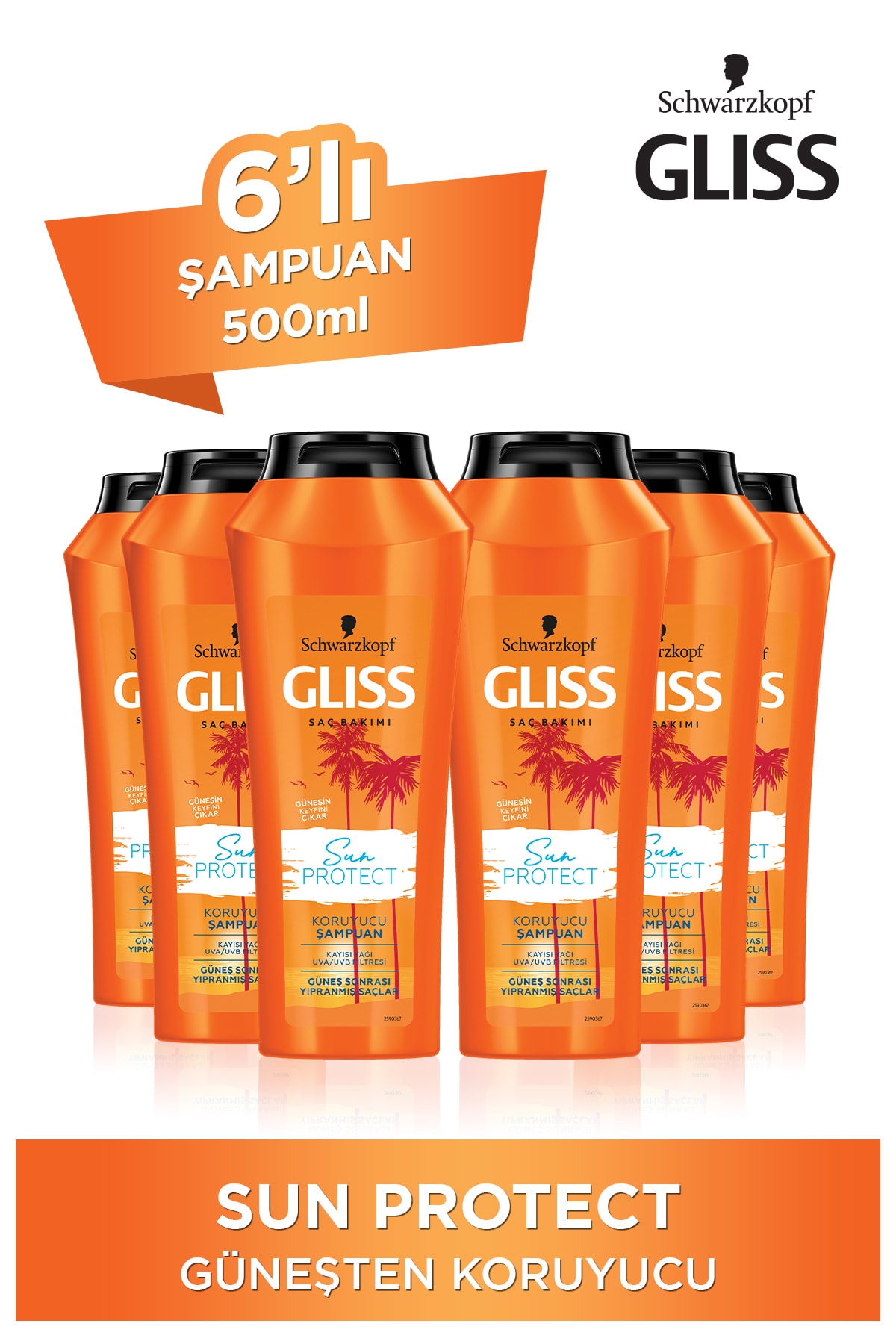 Gliss Sun Protect Güneşe Karşı Koruyucu Şampuan 500 ML 6'lı