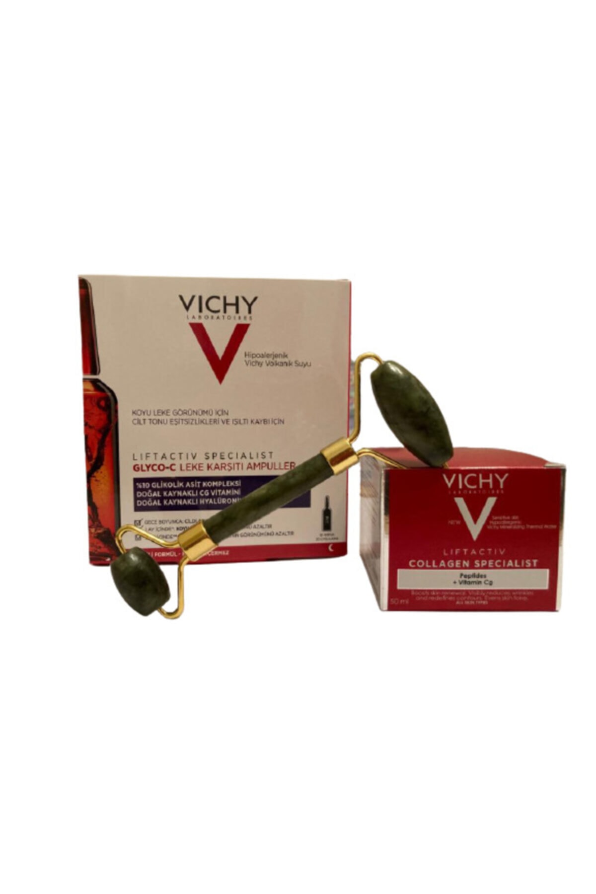 Vichy Kırışıklık Karşıtı Leke Kiti Glyco C Ampul 2 ml x 10 Collagen Specialist 50 ml Roller