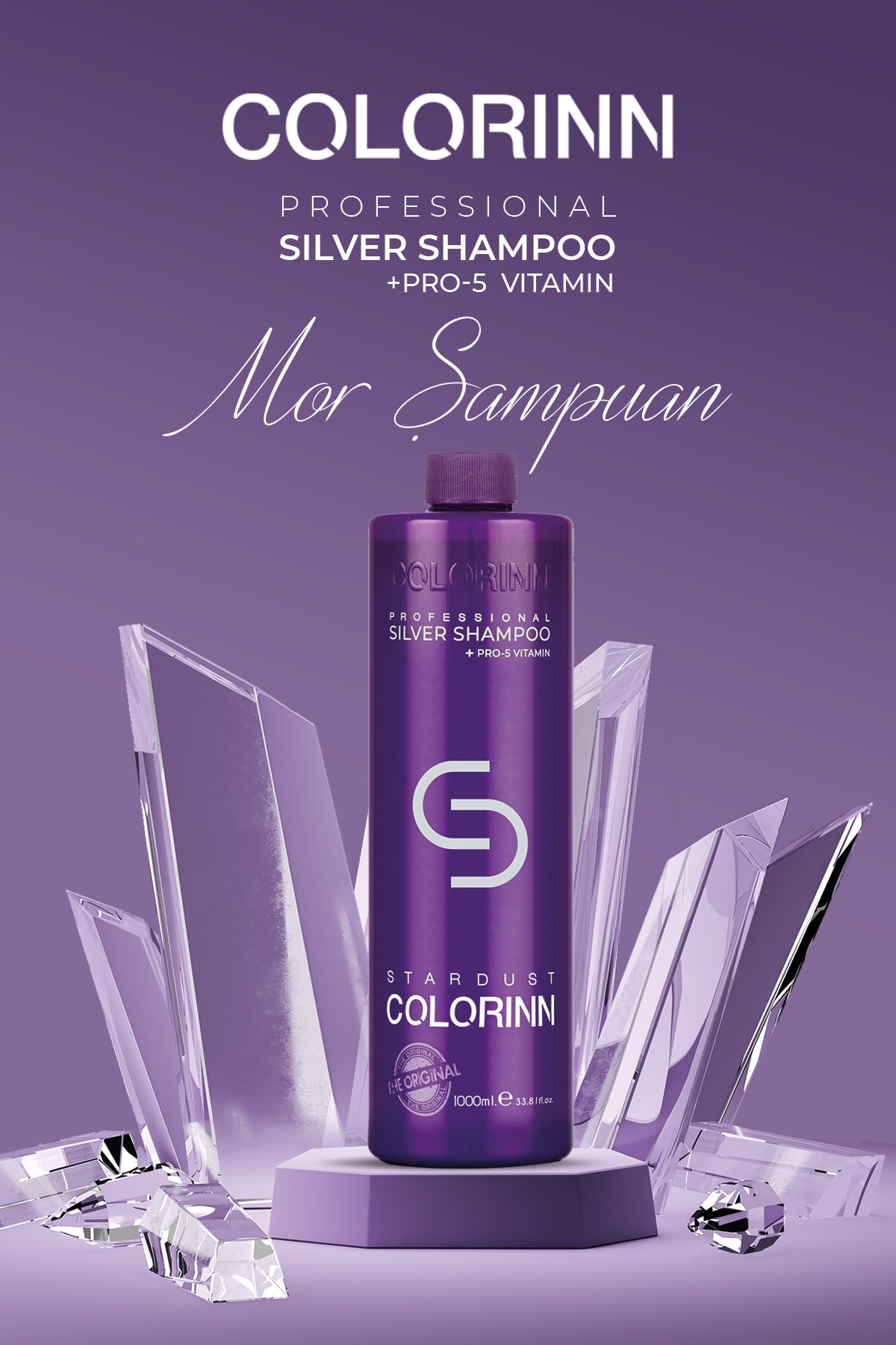 Colorinn Stardust Professional Silver Mor Şampuan 1000 Ml