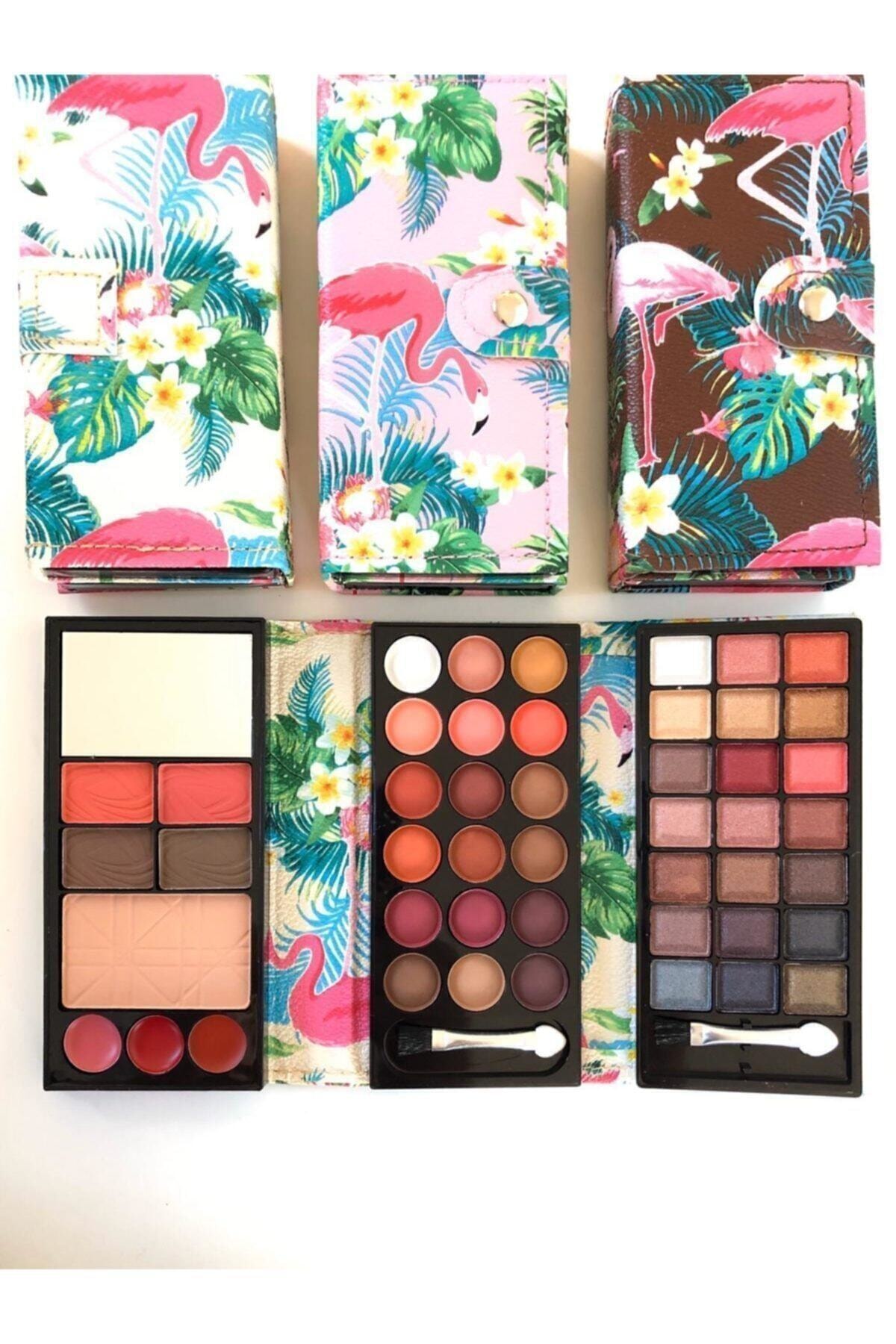 Makeuptime Cüzdan Far 3 Katlı Makyaj Seti - Far Paleti Allık Pudra Ruj