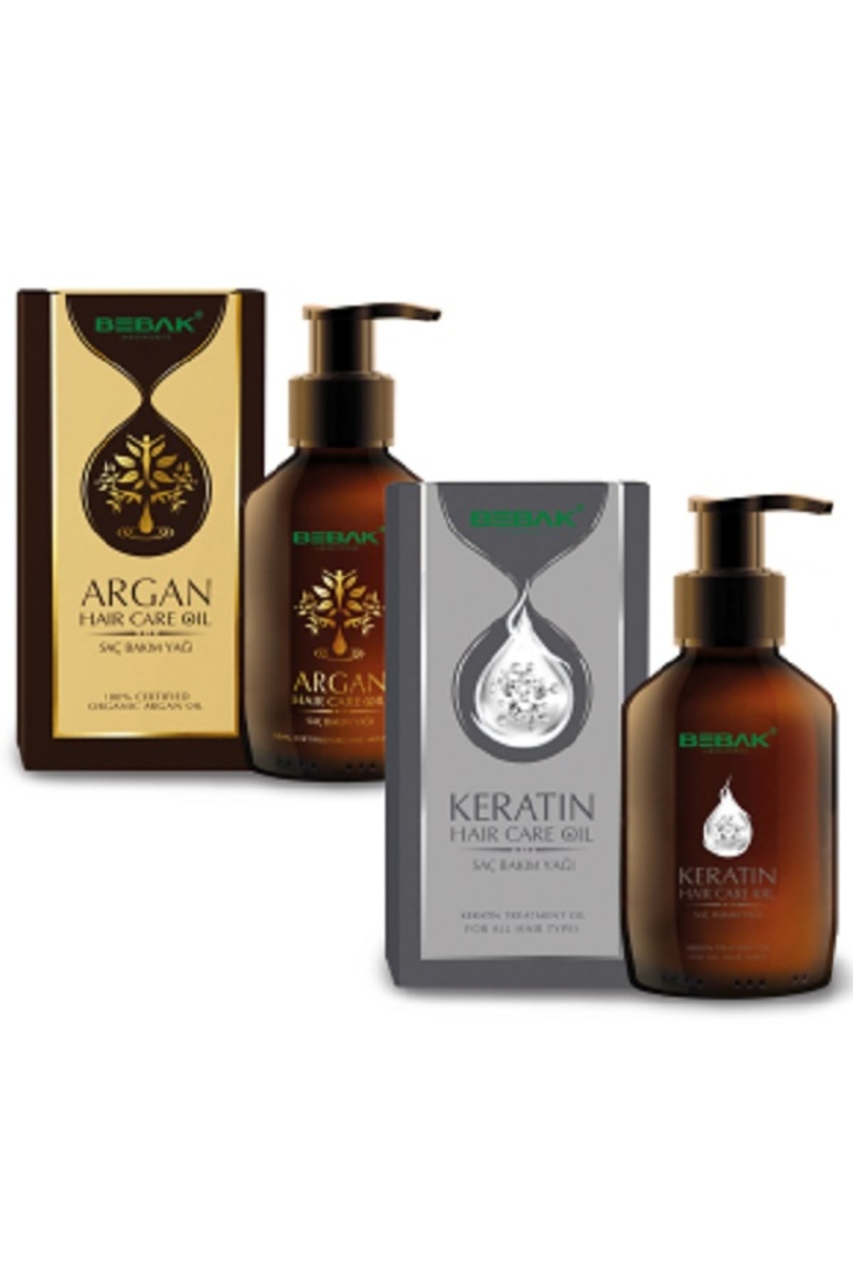 Bebak Argan Sac Bakim Yagi 100 ml + Keratin Sac Bakim Yagi 100 ml
