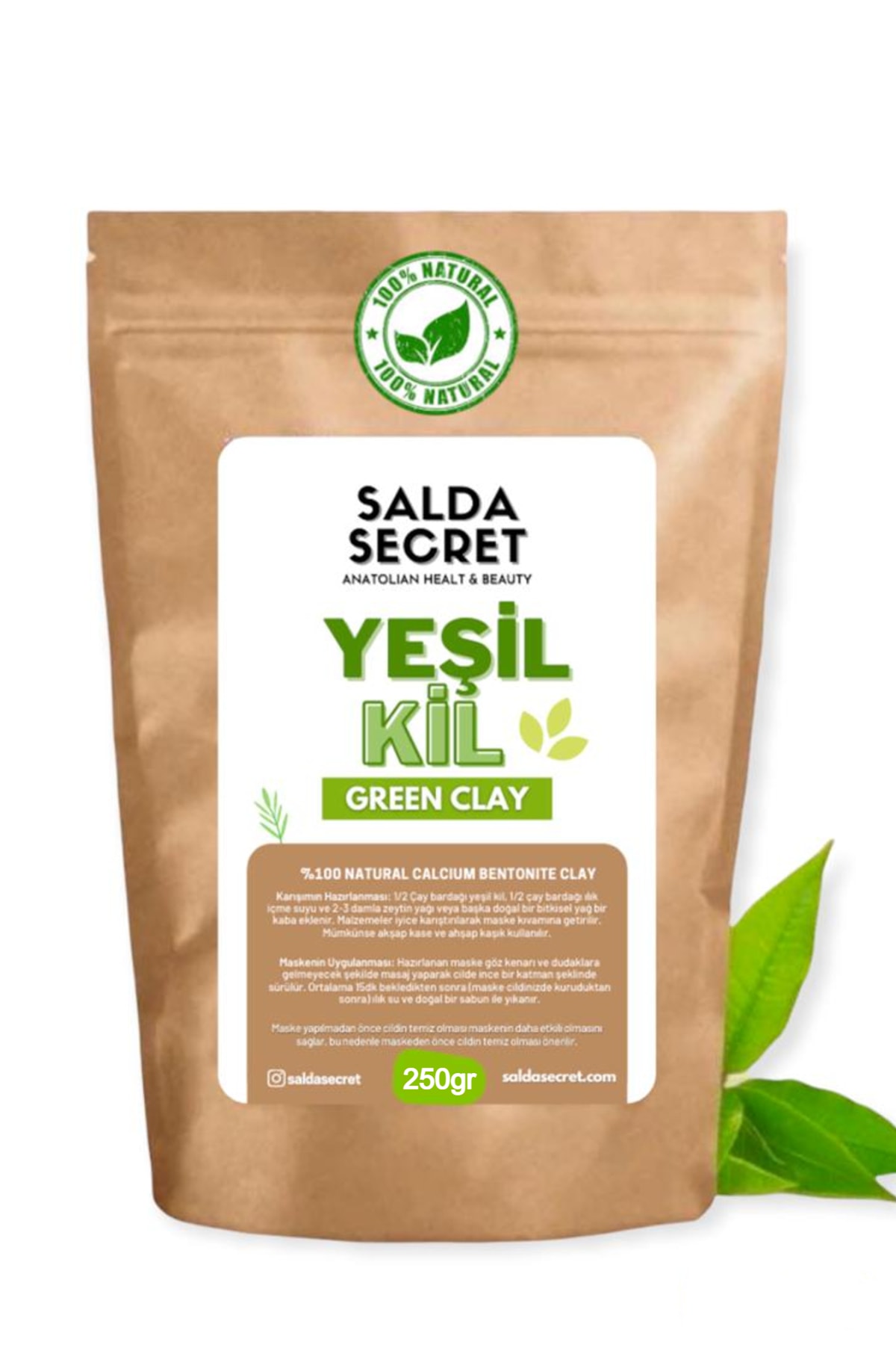 Salda Secret Yeşil Kil Doğal Yüz Maskesi 250 Gr Toz - Kil Maskesi - Indian Healing Clay