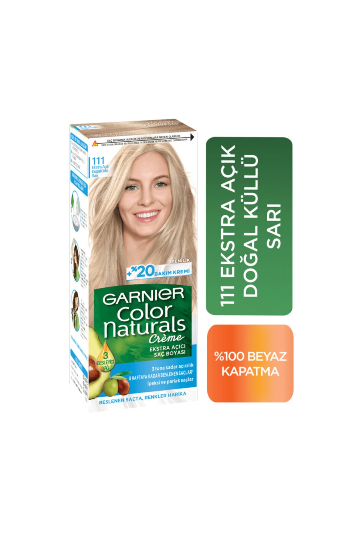 Garnier Color Naturals Saç Boyası Ekstra Açık Doğal Küllü Sarı No: 111