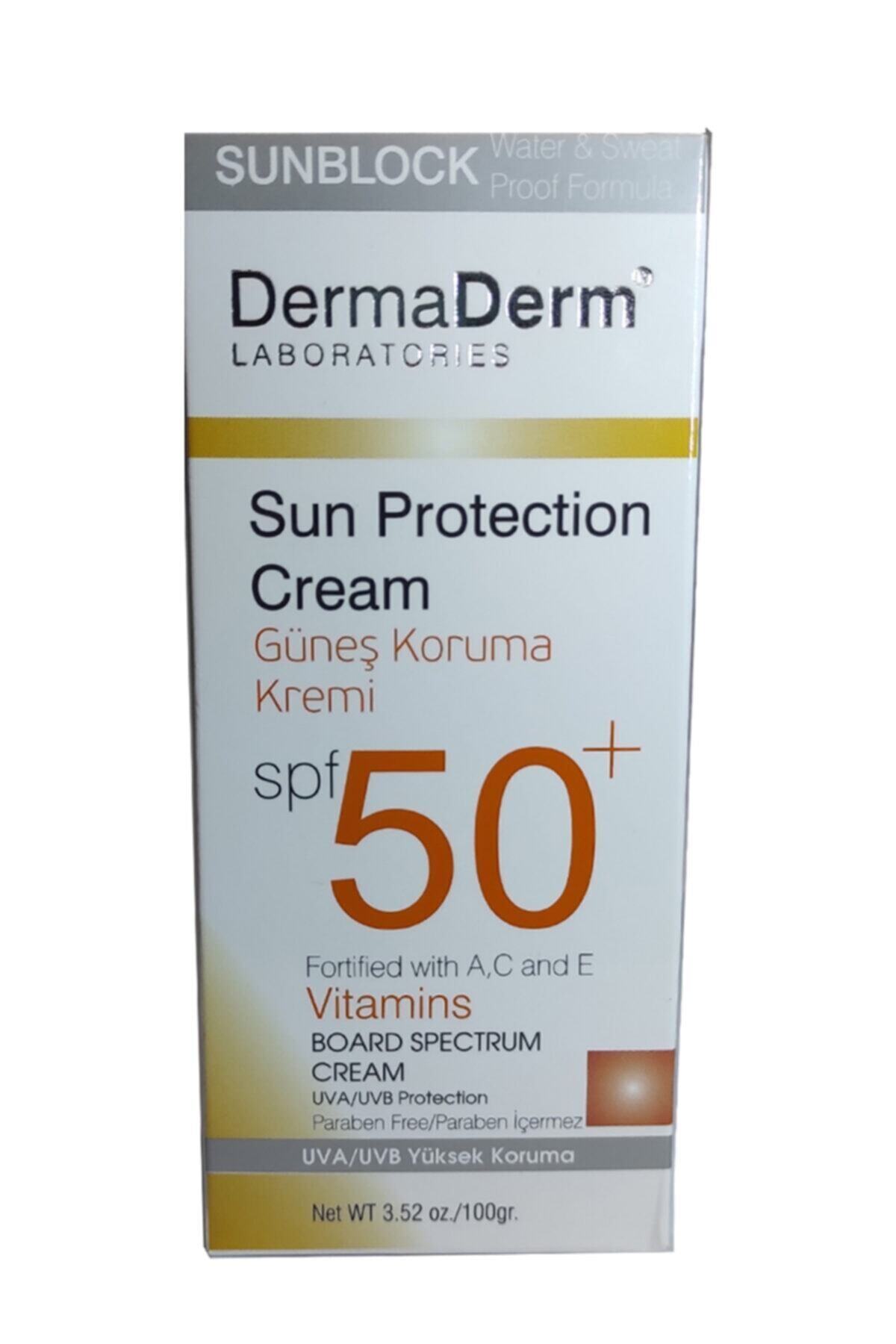 DermaDerm Güneş Koruma Kremi Spf 50+ Faktör Parabensiz Uva /uvb Yüksek Koruma 100 Gr