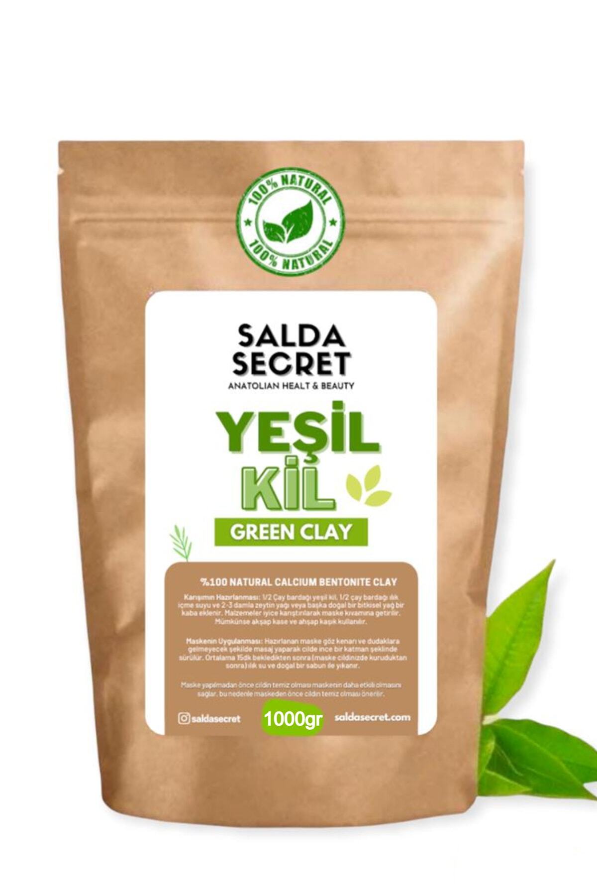 Salda Secret Yeşil Kil Doğal Yüz Maskesi 1000 Gr Toz - Kil Maskesi - Indian Healing Clay