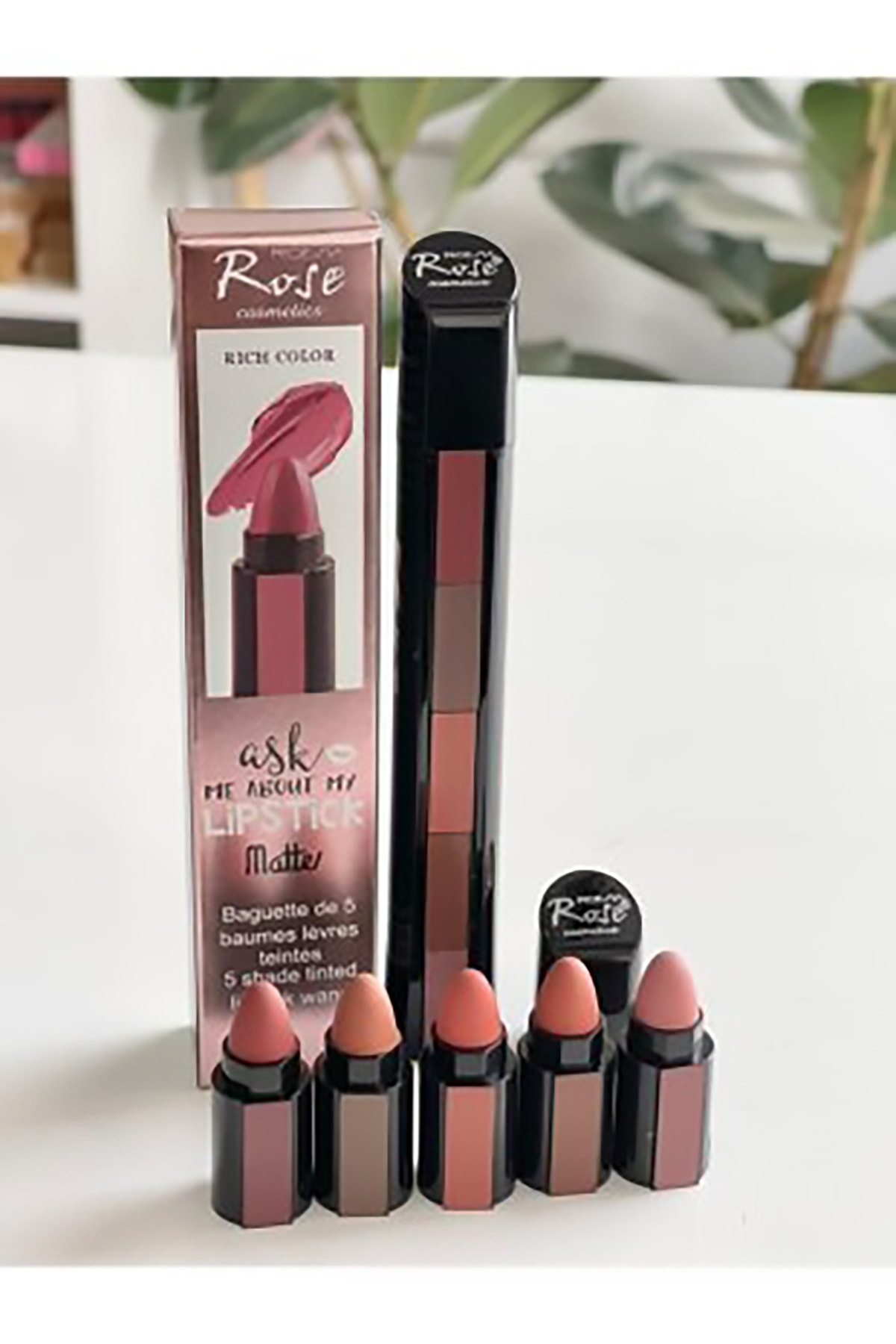 Rose 5'li Kalem Model Matruşka Mat Ruj Serisi