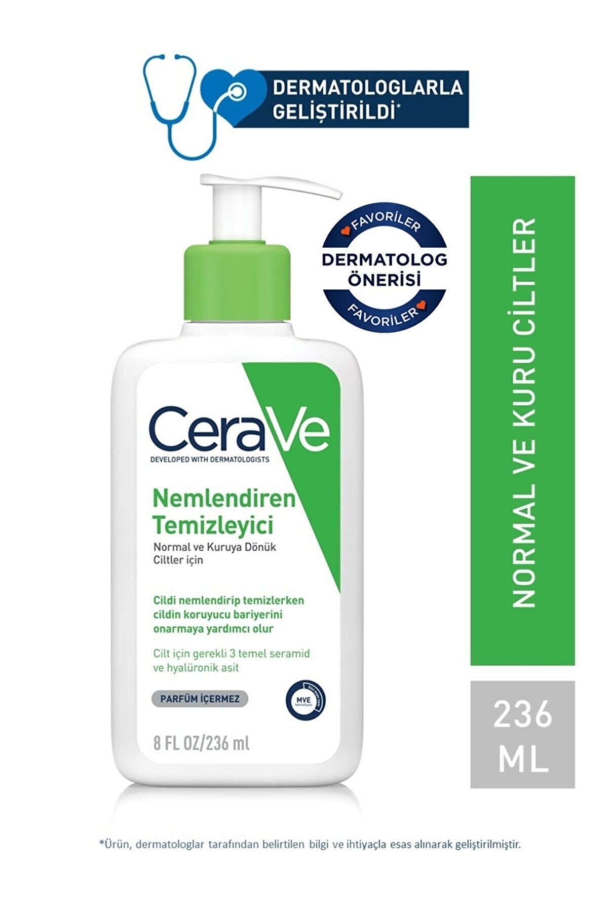 CeraVe Normal Ve Kuru Ciltlere Uygun El, Yüz Ve Vücut Için Nemlendiren Köpürmeyen Losyon Temizleyici 236 Ml