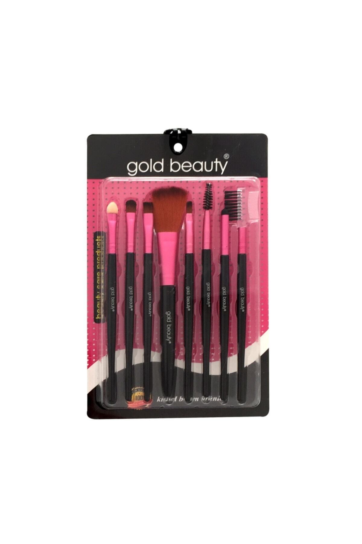 Gold Beauty Kadın Pembe Makyaj Fırça Seti 8'li