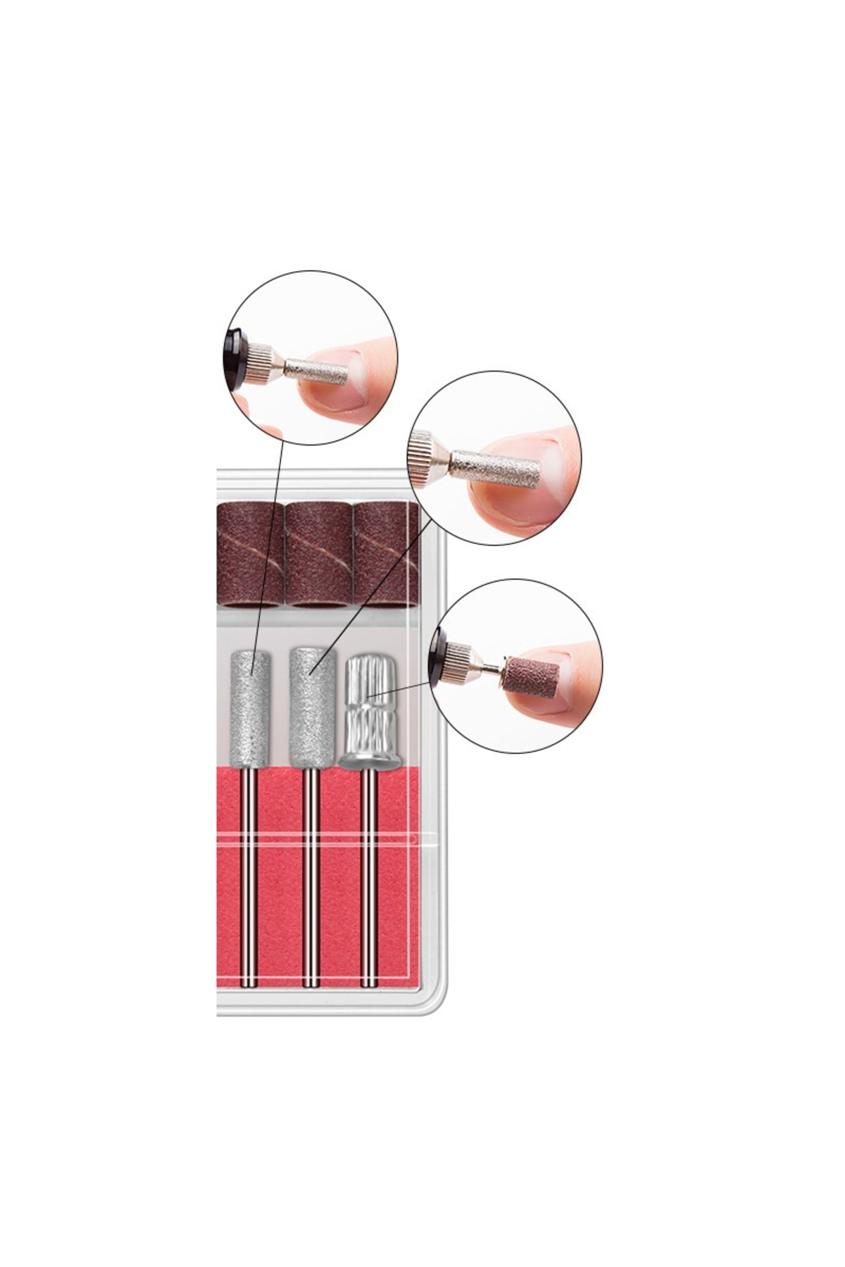 BEAUTY BOX COSMETIC 3 Adet Kalıcı Oje Çıkarma Törpü Makinesi Ucu Nail Drill Freze Manikür Pedikür