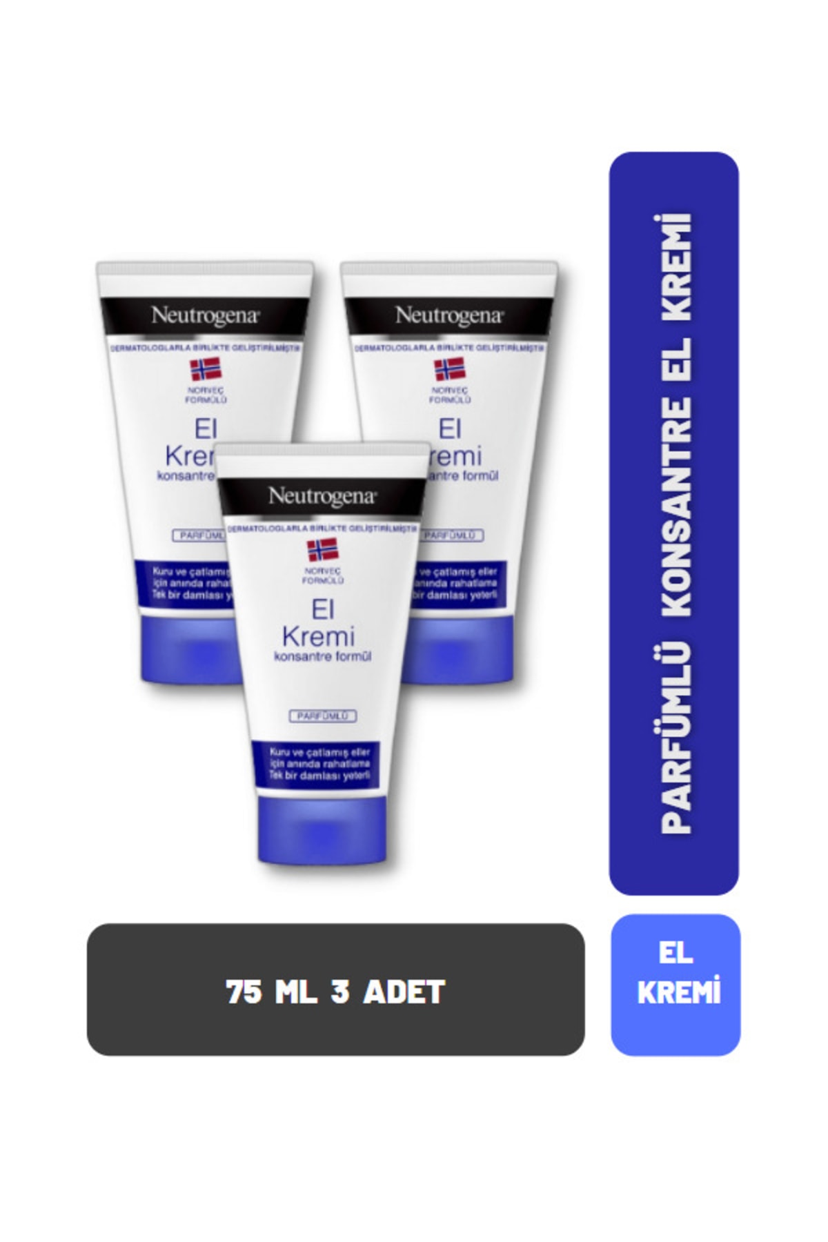 Neutrogena Parfümlü Konsantre El Kremi 75 ml 3 Adet