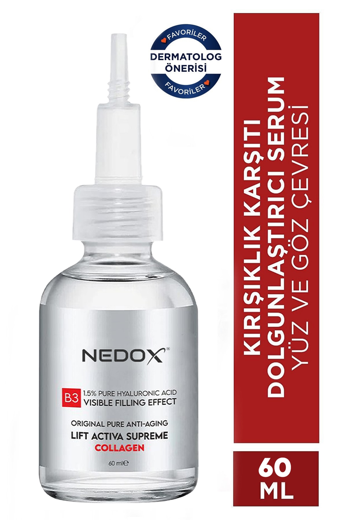 NEDOX Kırışıklık Karşıtı Dolgunlaştırıcı Botoks B3 Kolajen Serum 60 ml Ince Çizgi Sarkmalar