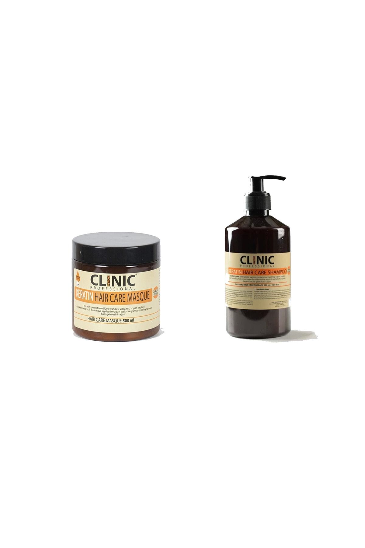 CLINIC PYROO Keratin Saç Bakım Şampuan 500ml % Alkolsüz Saç Bakım Maskesi Keratin 500ml