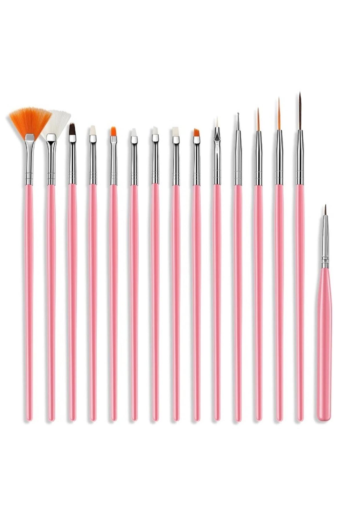 Nail Master 15 Adet Dizayn ve Jel Fırça Seti Pembe