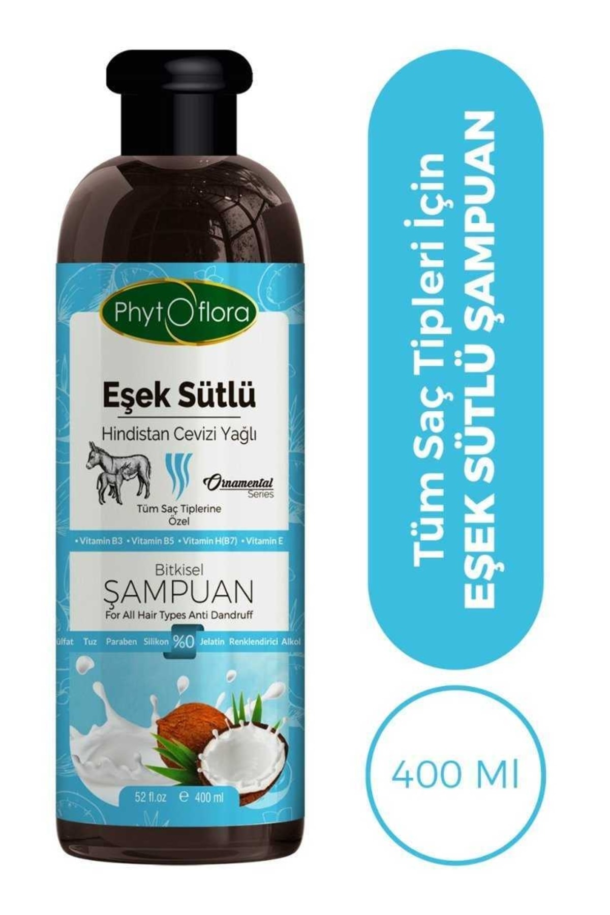 Phytoflora Kepek Karşıtı Tuzsuz Eşek Sütü Ve Hindistan Cevizi Yağlı Bitkisel Şampuan 400 Ml