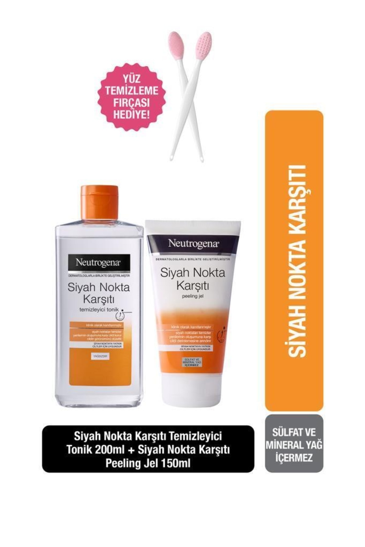 Neutrogena Siyah Nokta Karşıtı Peeling Jel + Temizleyici Tonik Fırça