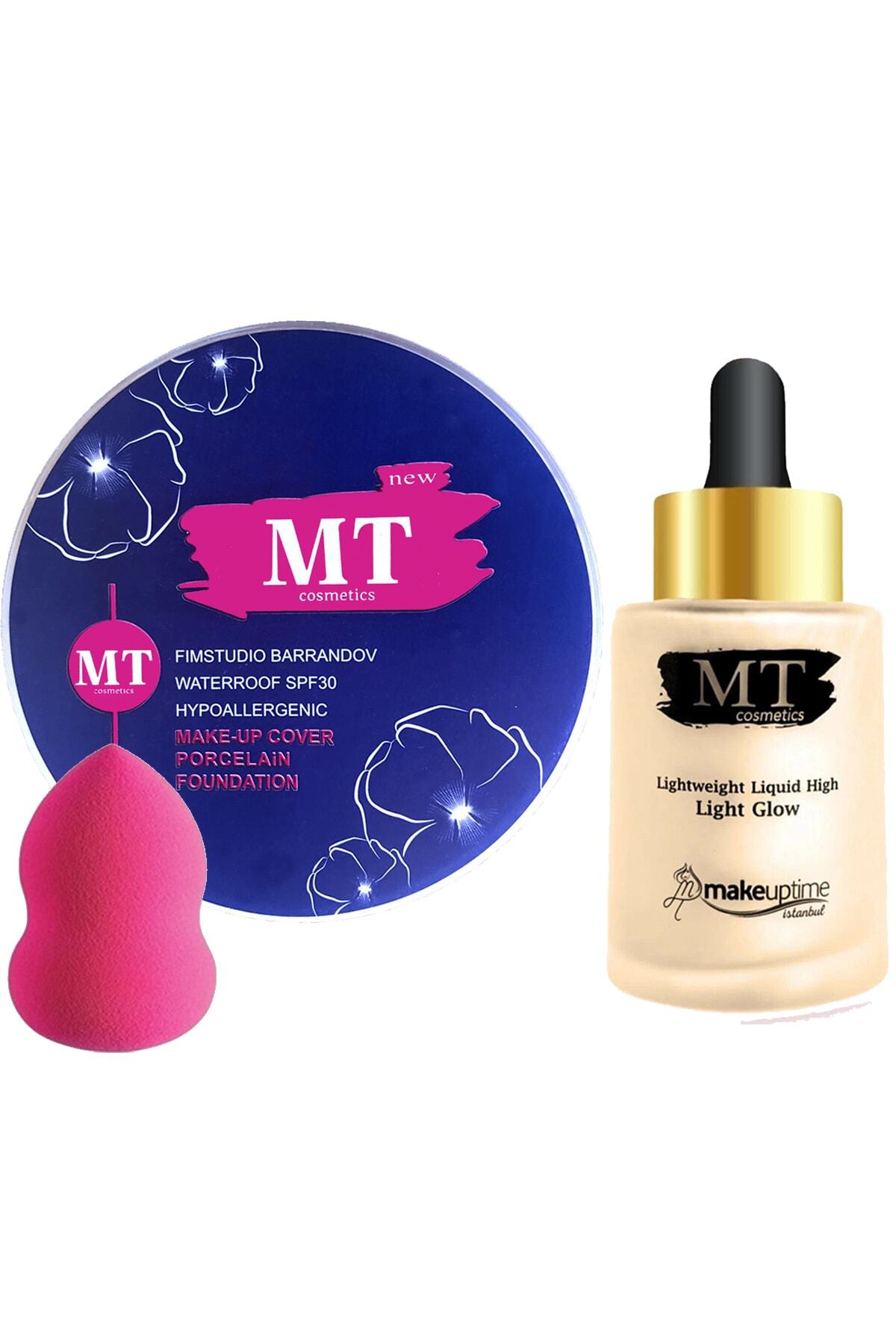 MT Porselen Fondöten (209: Açık Ton), Likit Cc Highlighter (aydınlatıcı), Armut Sünger Makyaj Seti