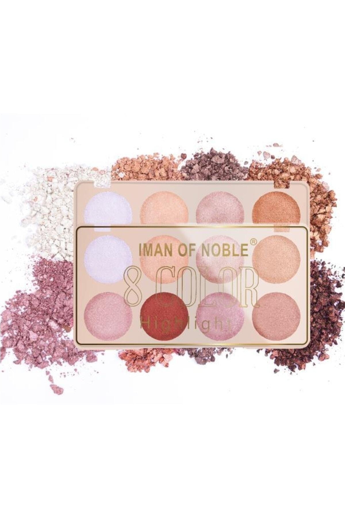 IMAN OF NOBLE 8 Renkli Sedefli Highlighter Far Paleti Beyaz Renk 843d No:2