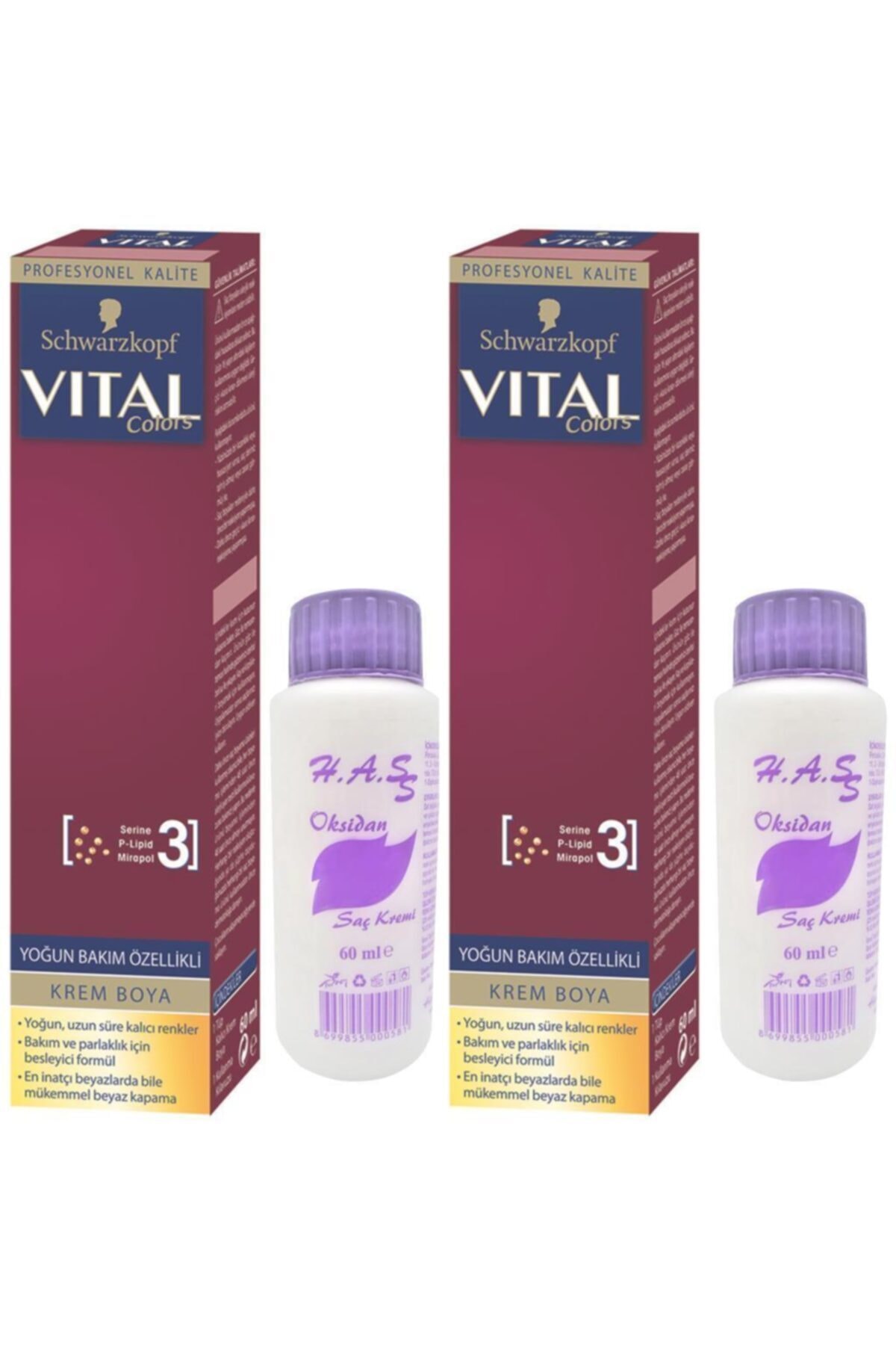 SCHWARZKOPF HAIR MASCARA Schwarzkopf Vital Colors Saç Boyası Gece Siyahı-1-1+oksidan (2 Adet)
