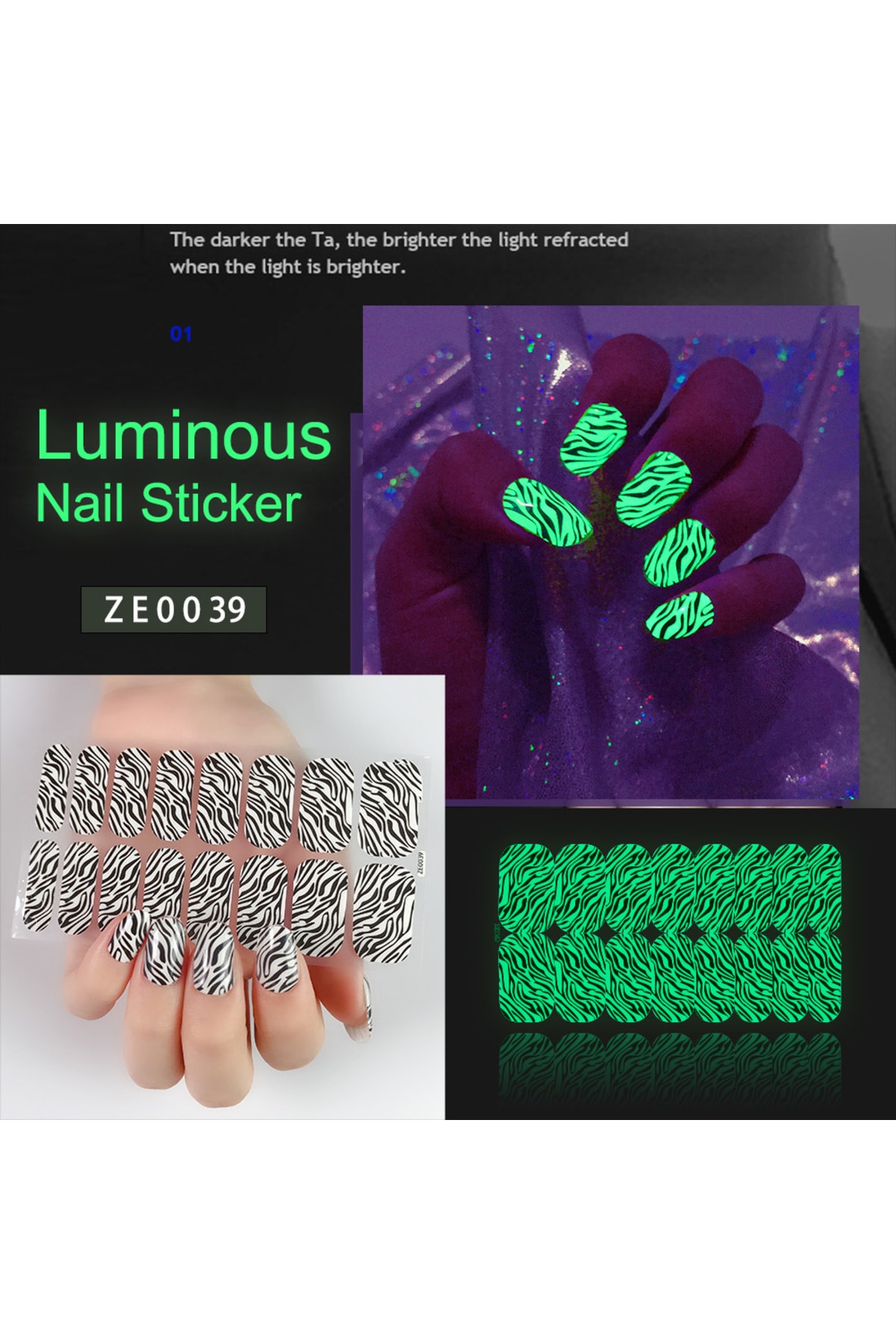 Ocean Tırnak Oje Sticker, Tırnak Dövmesi, Kolay Uygulanabilir, 16'lı Nail Art Set