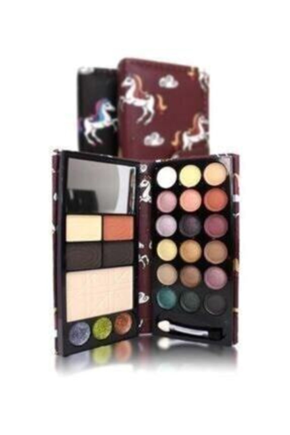 Makeuptime Far Allık Highlighter Aynalı 2 Katlı Cüzdan Set Mor London A