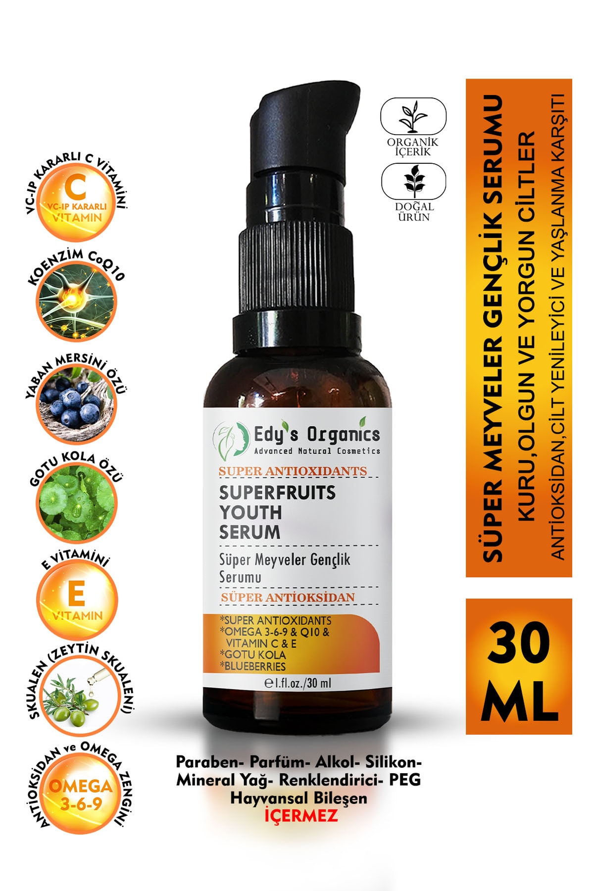 Edy's Organics Süper Meyveler Gençlik Serumu 30 Ml