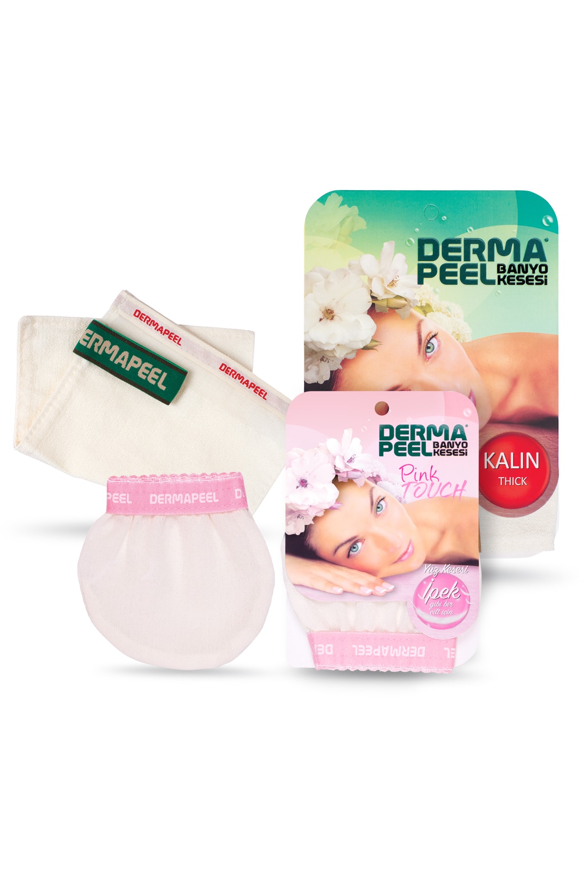 Dermapeel Kalın Banyo Kesesi Pink Touch Yüz Kesesi Set