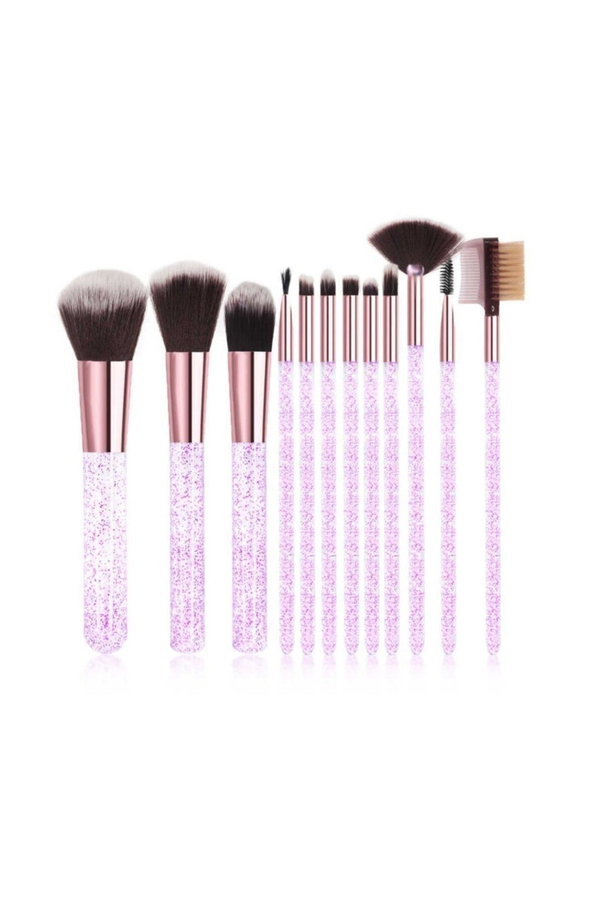 Makeuptime Pembe Simli Silindir 12'li Fırça Seti
