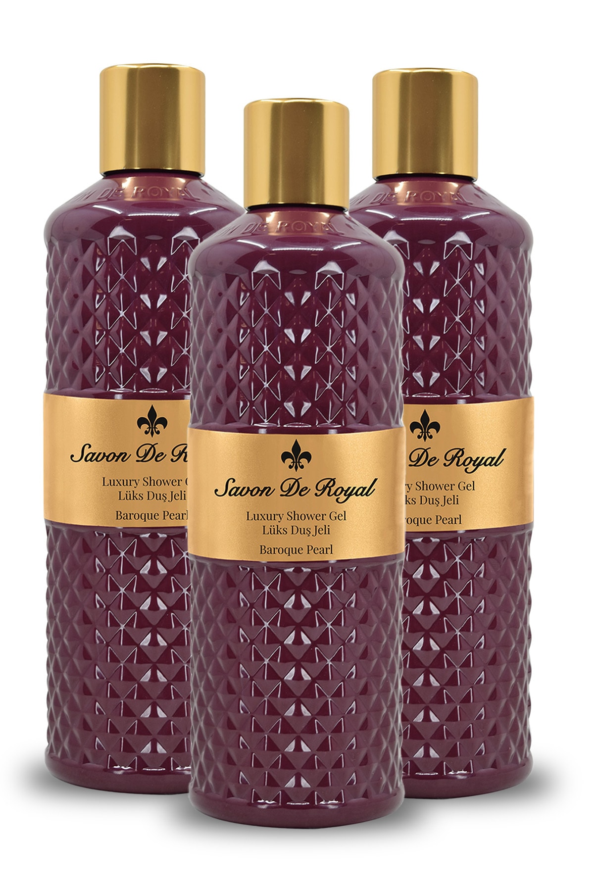 Savon De Royal Luxury Vegan Duş Jeli Baroque Pearl 500 ml 3 Adet, Meyvemsi, Yasemin, Vanilya, Sandal