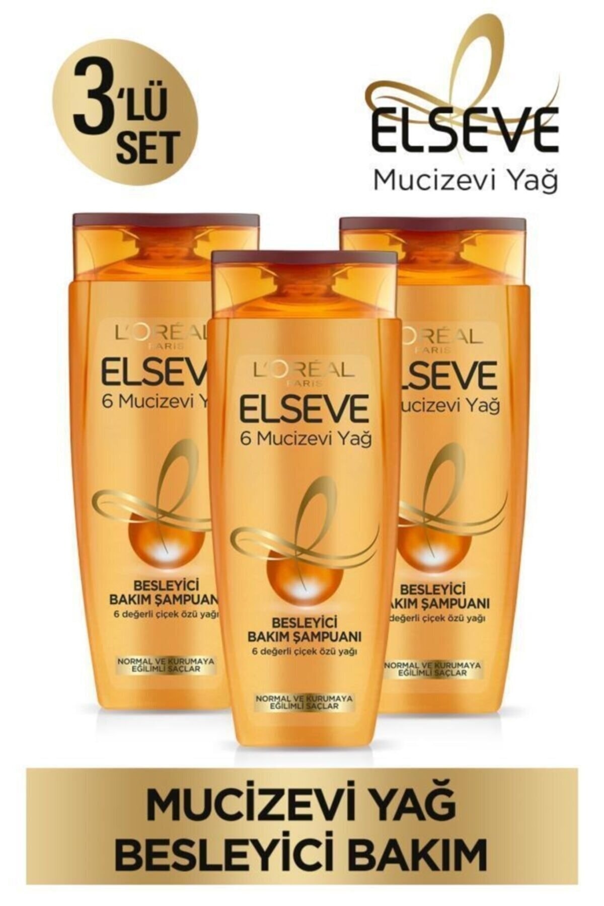 ELSEVE L'oréal Paris 6 Mucizevi Yağ Besleyici Bakım Şampuanı 450 Ml 3 Adet