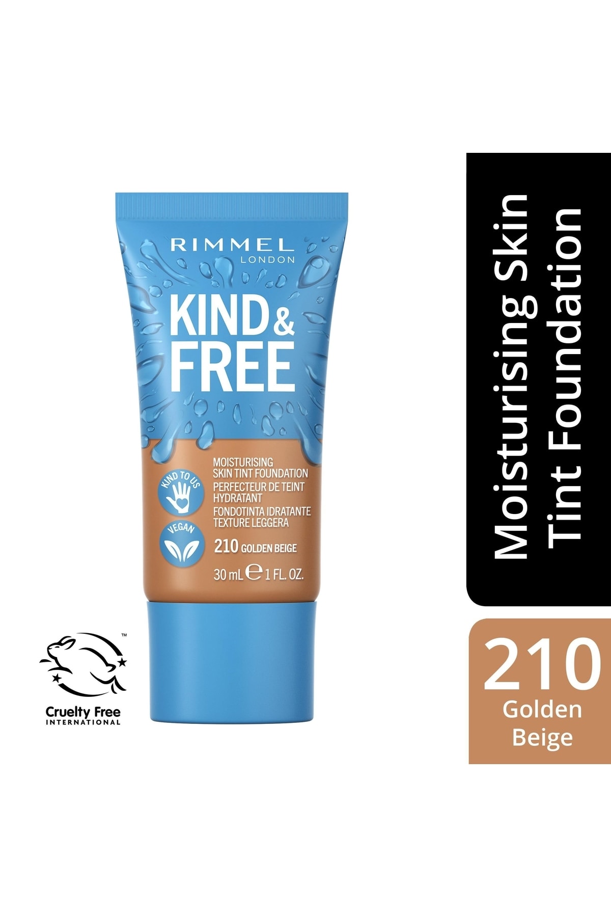 RIMMEL LONDON Vegan London Fondöten Kind Free Dous Foundation Golden Beige No:210