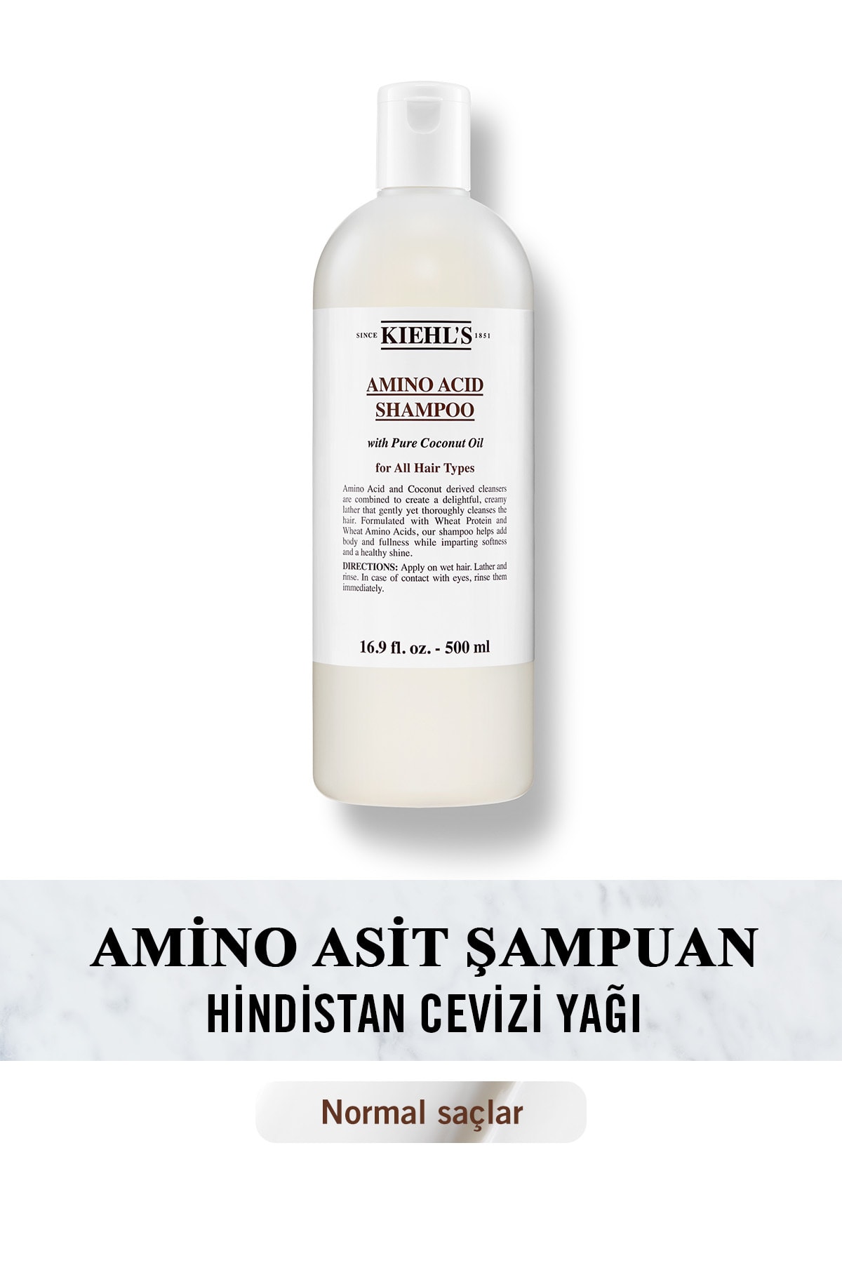 Kiehl's Amino Acid Normal Saçlar İçin Hindistan Cevizi Yağı İçeren Şampuan 500 ml