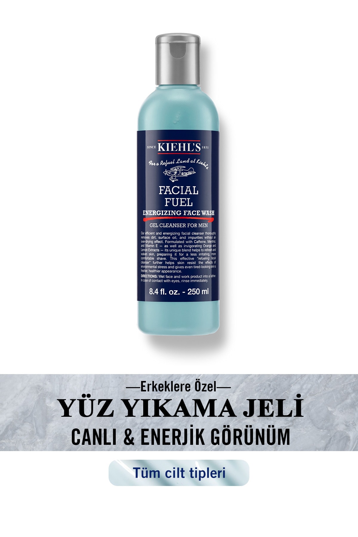 Kiehl's Facial Fuel Erkekler İçin Cildi Canlandıran Yüz Temizleme Jeli 250 ml