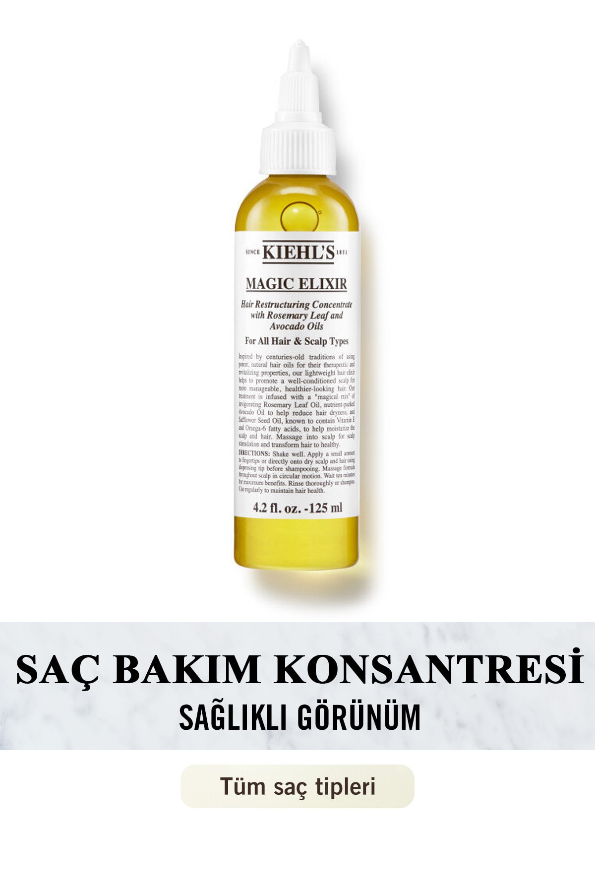 Kiehl's Magic Elixir Saç ve Saç Derisi İçin Konsantre Bakım Yağı 125 ml