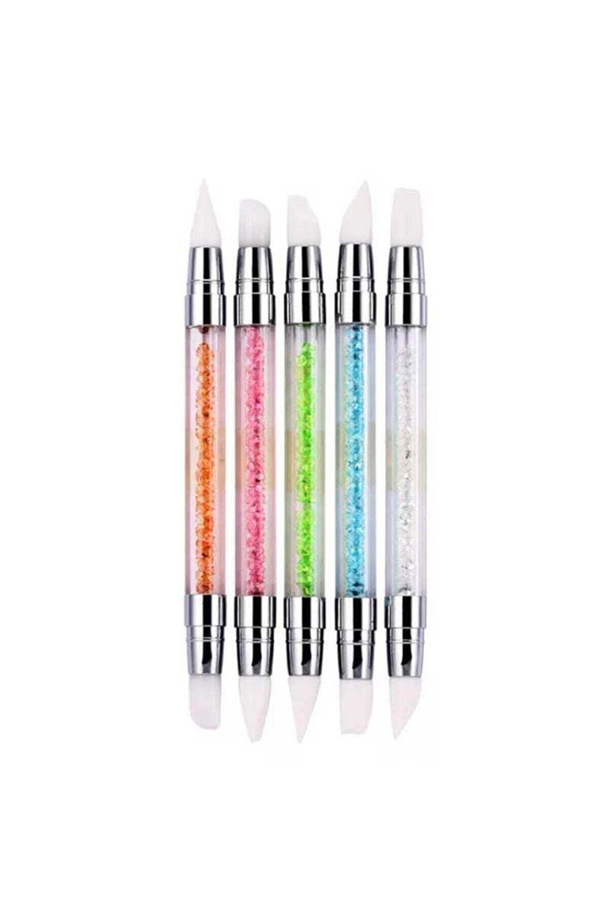 Nail Master Nail Art Fırça Silikon Tırnak Fırçası 5li Set jel,oyma,heykel,akrilik, Tasarım