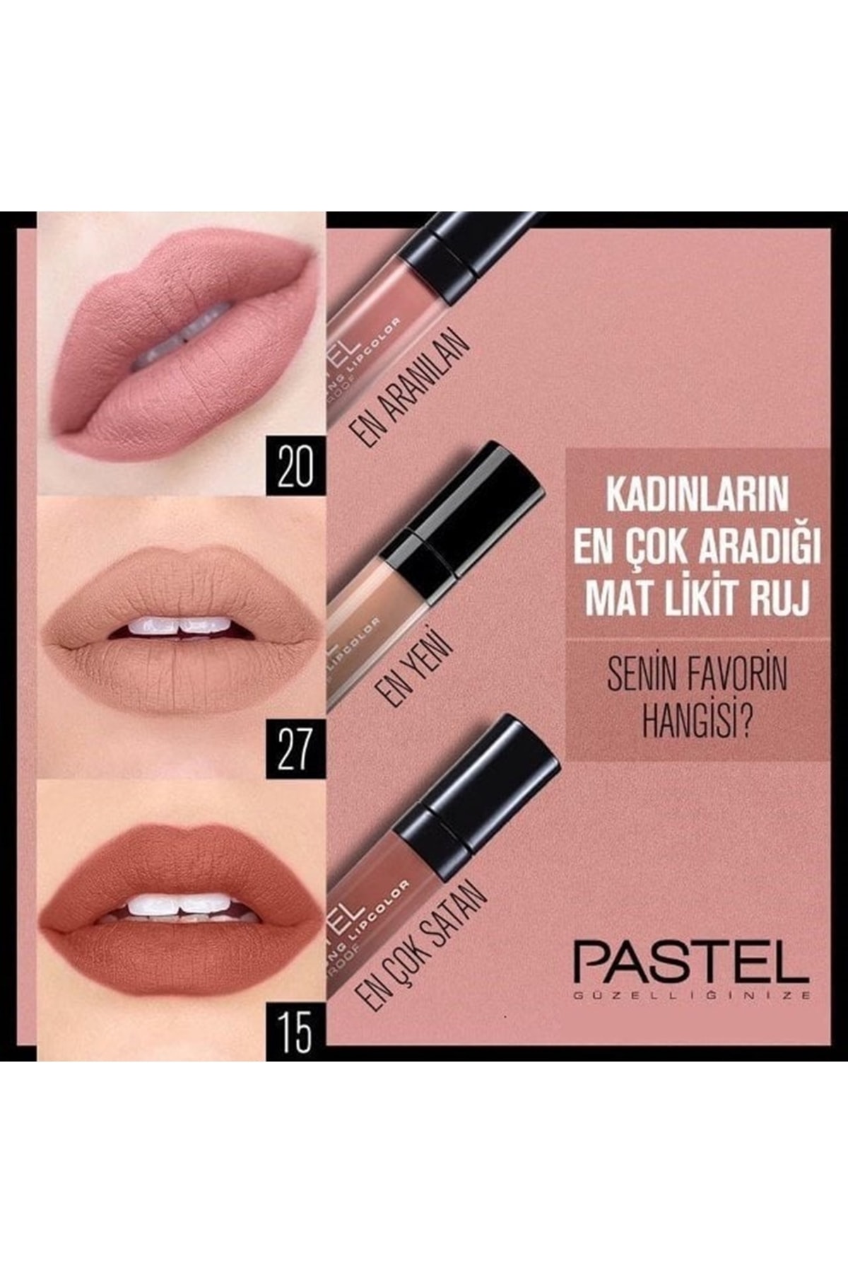 Pastel Daylong Lipcolor Kissproof Likit Mat Ruj 15 - 20 -27 Numaralar 3 Lü Set