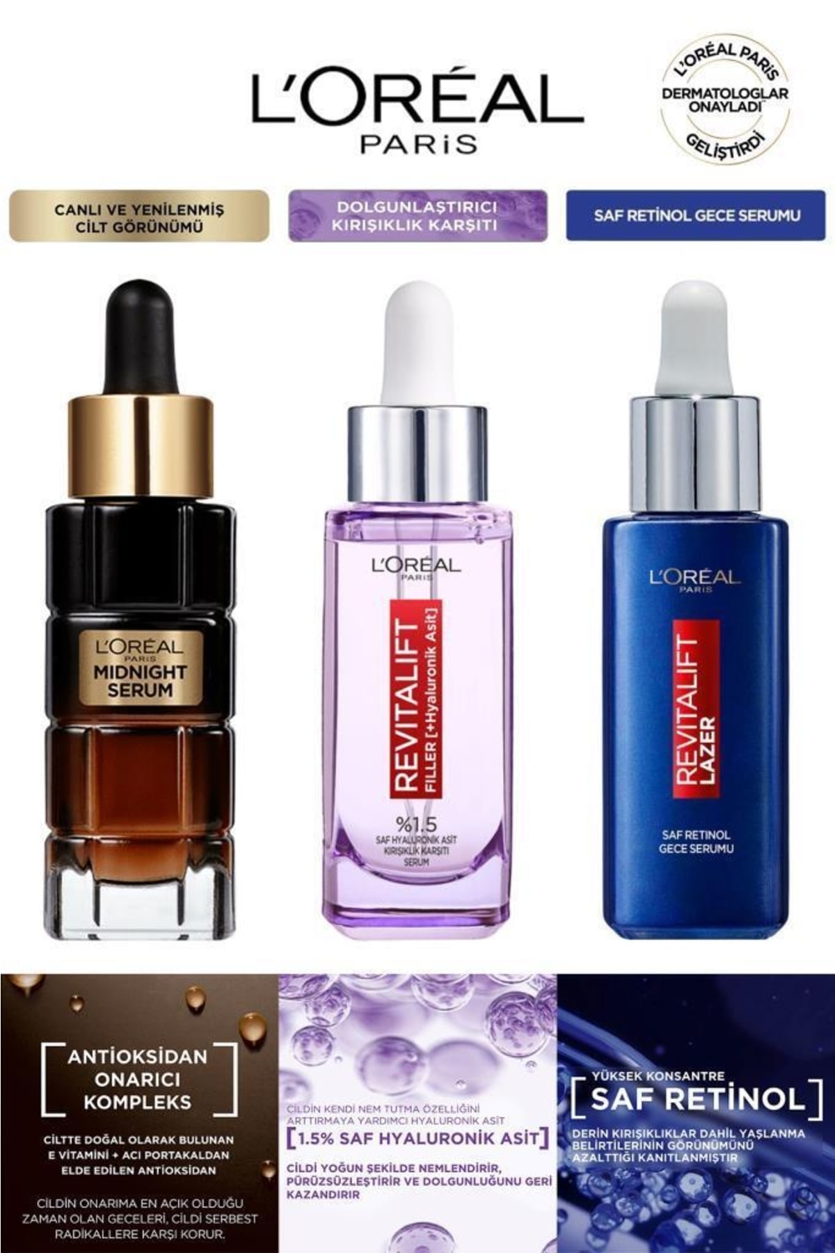 L'Oreal Paris Loreal Filler-retinol-midnight Serum Seti 3