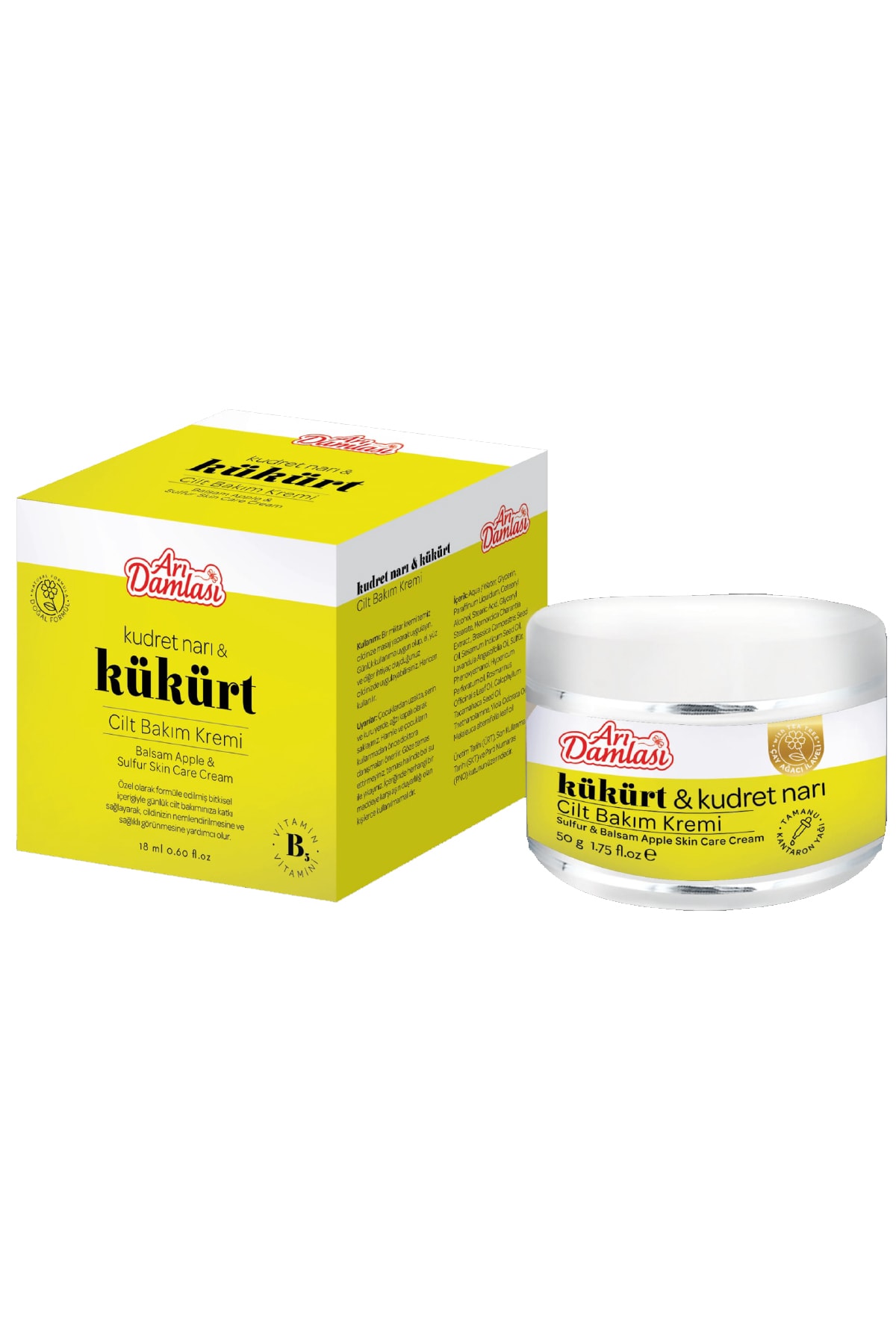 Organik Bitkisel Kükürt & Kudret Narı Cilt Bakım Kremi 50 Gr