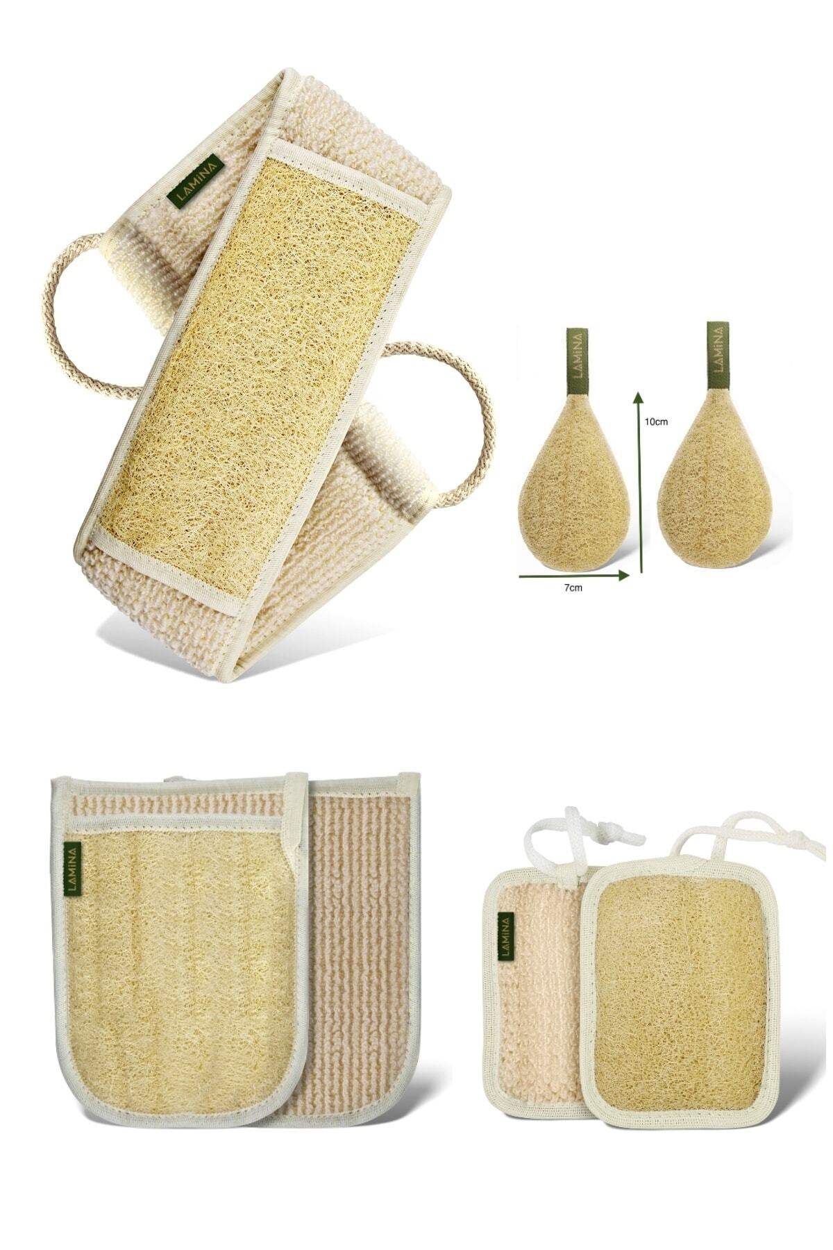 lamina Doğal Kabak Loofa Kesesi Seti , Kabak Hamam Peeling Takımı.