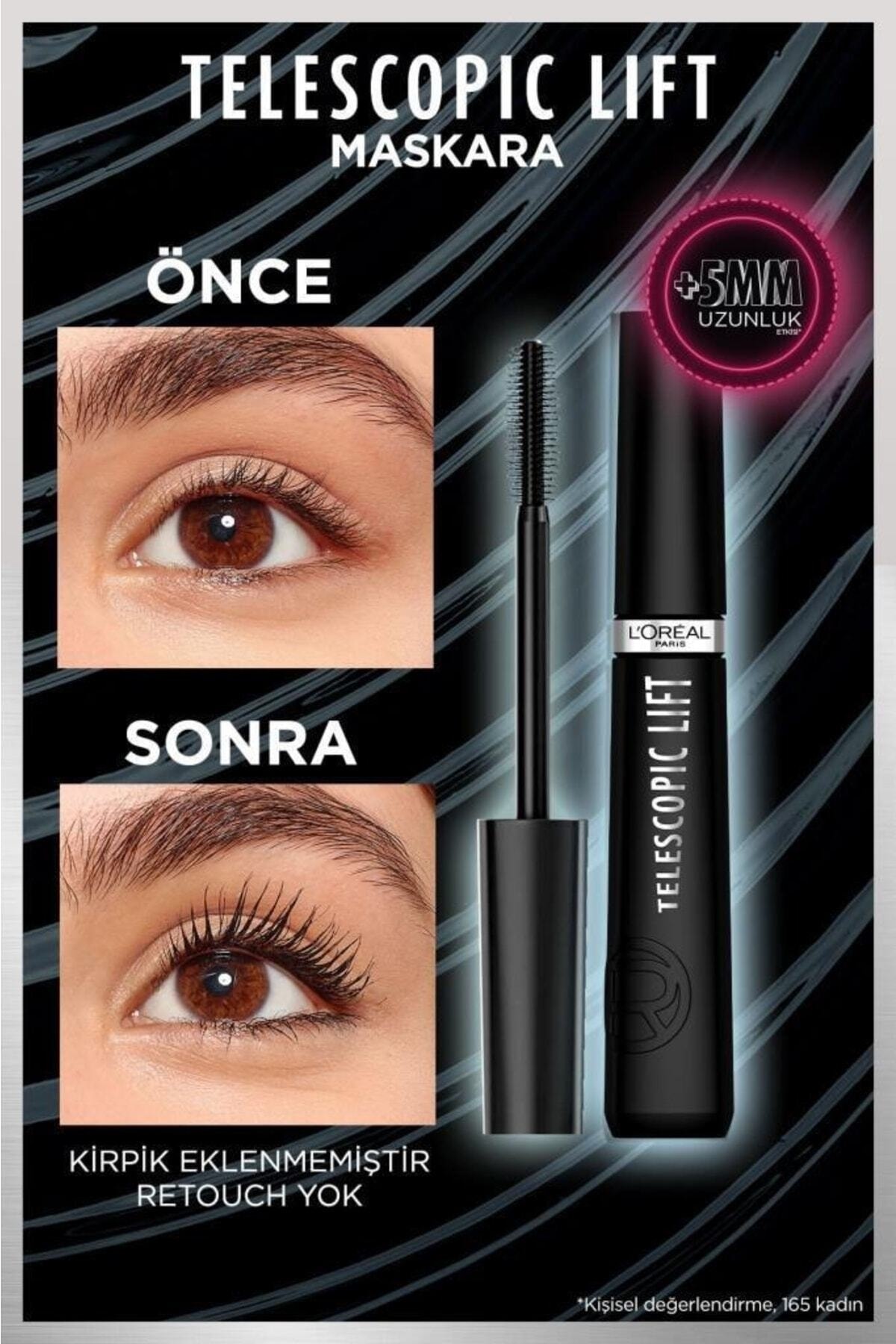 L'Oreal Paris Orjinal Yeni Ürün Telescopic Lift Maskara Teleskopik Mascara Lifting Etkisi +5mm 9.9 Ml