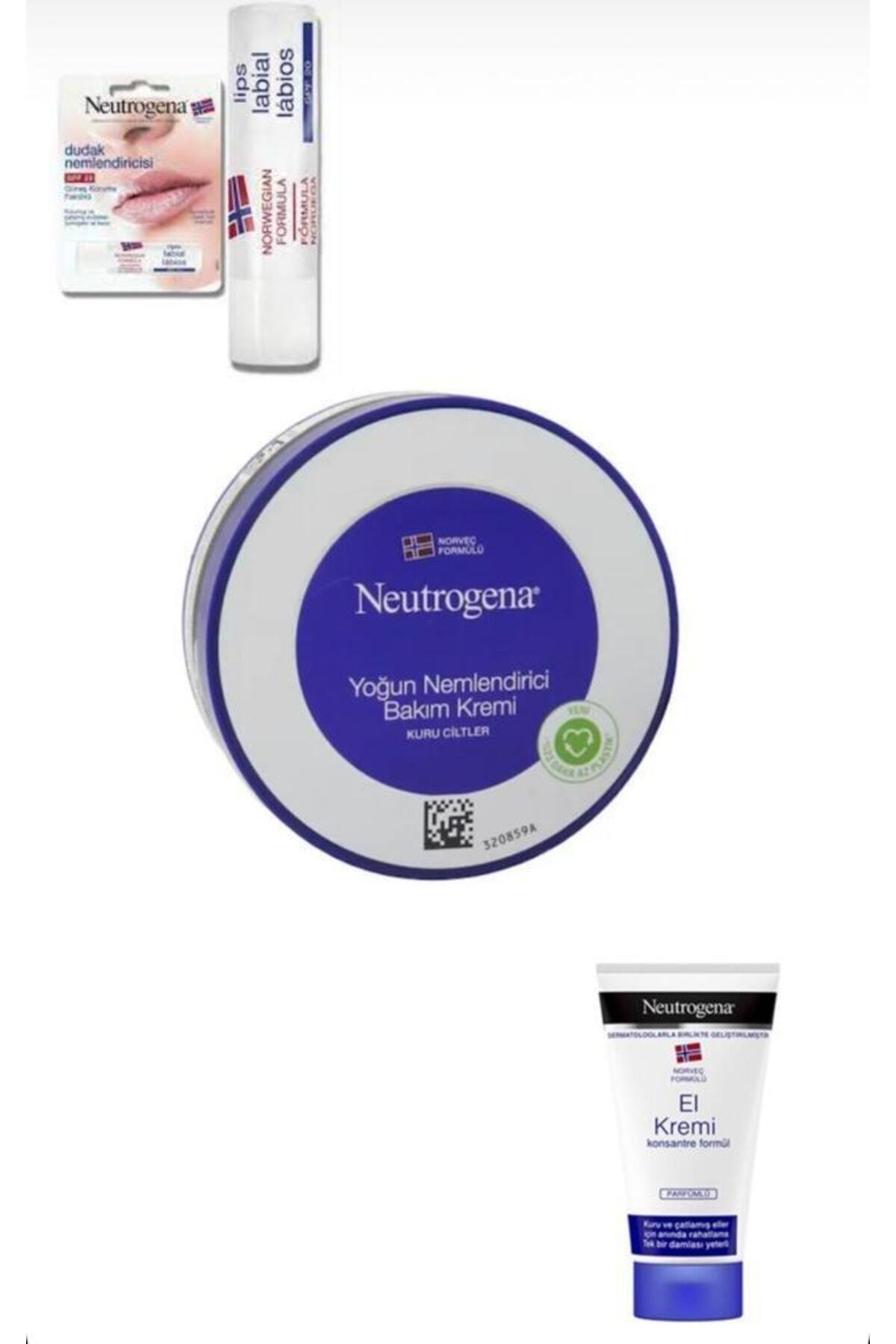 Neutrogena Norveç Formülü Besleyici Bakım Kremi 200 Ml + Parfümlü El Kremi 75 Ml + Dudak Kremi Lip